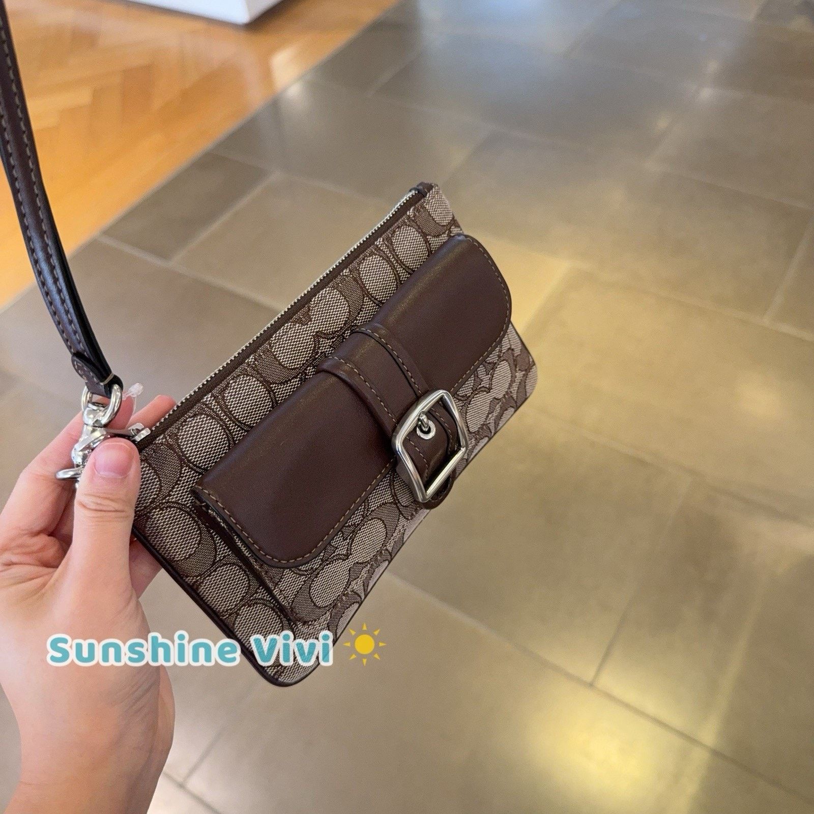Coach NWT Coach Ashton Wristlet Jacquard Silver/Oak/Maple CDY06 Size ONE SIZE - 2 Thumbnail