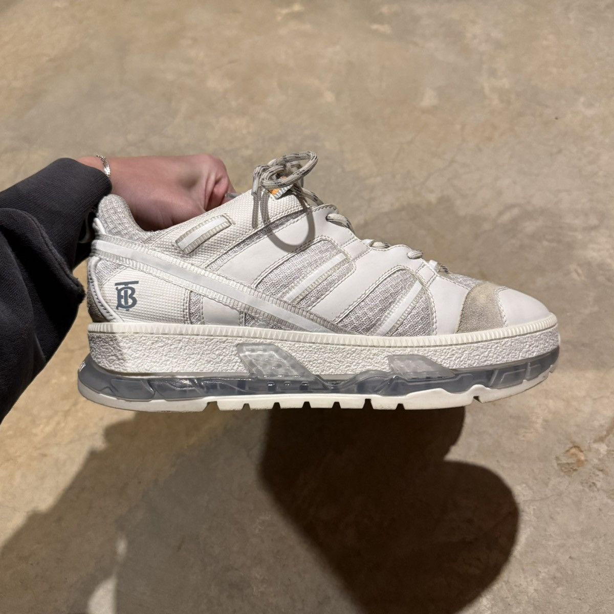 Burberry Burberry Union Mesh Leather Sneakers White US 12 Size US 12 / EU 45 - 7 Thumbnail