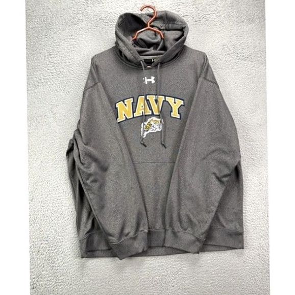 Under Armour Under Armour Hoodie Pullover Mens XL Gray Navy ZIP? Drawstring Not ZIP. Size US XL / EU 56 / 4 - 3 Thumbnail