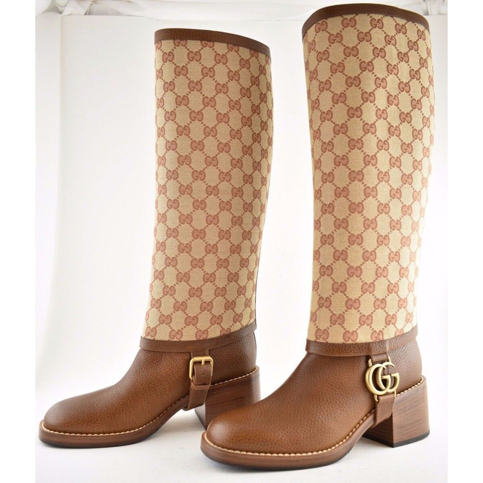Gucci Gucci Lola Beige Monogram Canvas GG Logo Gaiter Riding Size US 6 / IT 36 - 9 Thumbnail