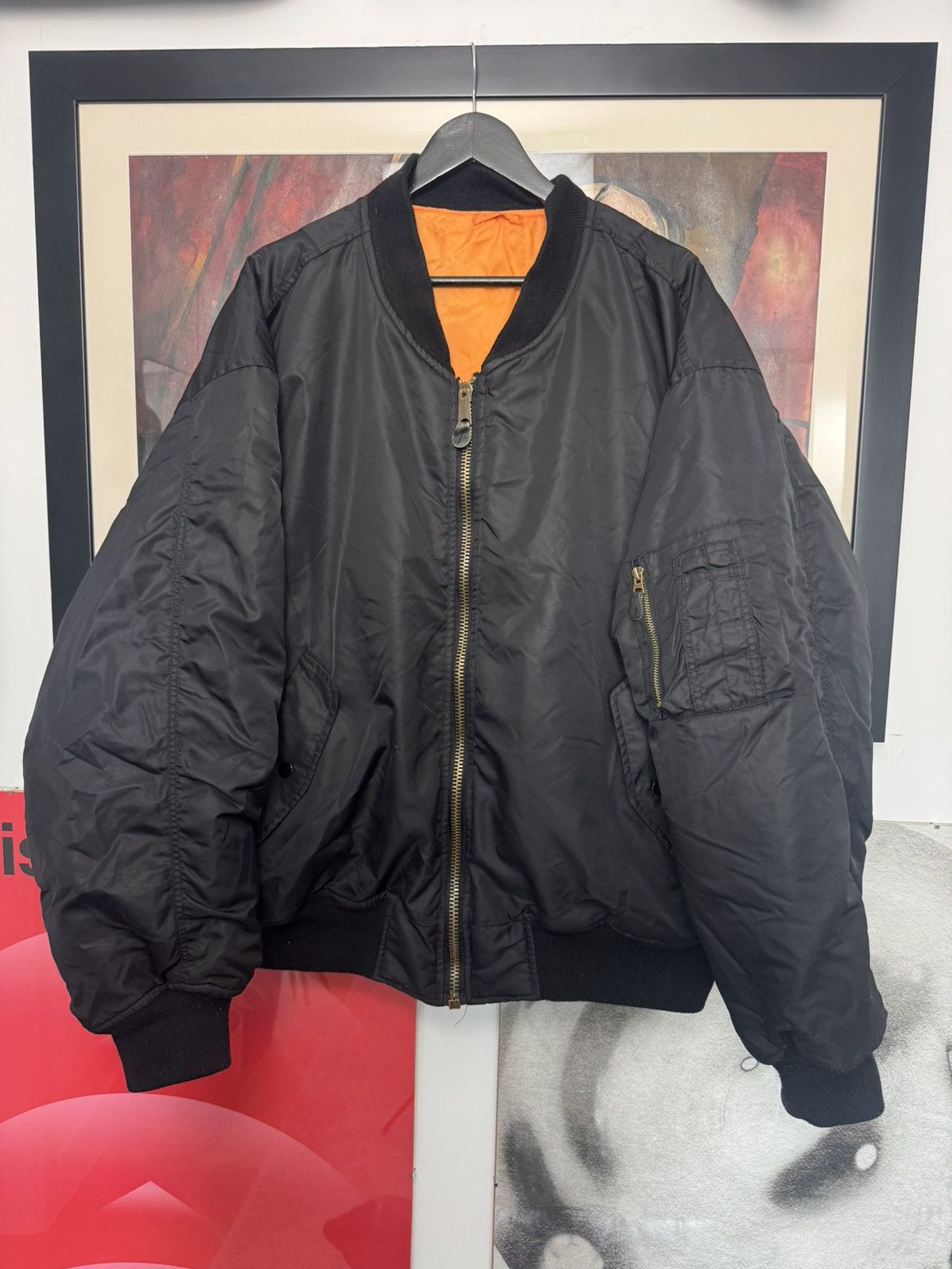 Ma1 Flyer Black Vintage Nylon Bomber Jacket BoxyFit Oversize
