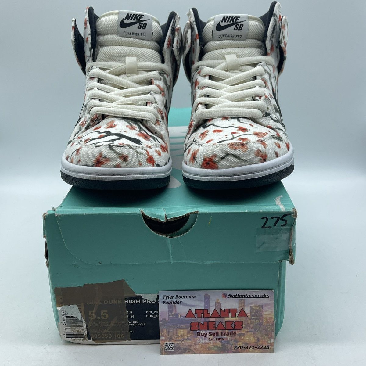 Nike Sb Dunk high pro cherry blossom Size US 5.5 / EU 38 - 2 Thumbnail