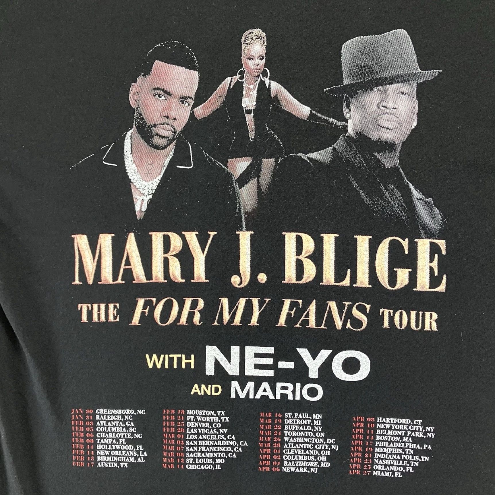 Fruit Of The Loom Mary J Blige Shirt Medium Black All Cotton Bling Graphic Crew Neck Tour Ne-Yo & Mario Size M / US 6-8 / IT 42-44 - 5 Thumbnail