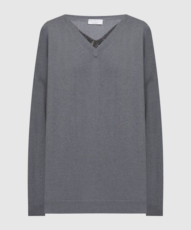 o1y0825 Cashmere Blend Sweater in Dark Gray