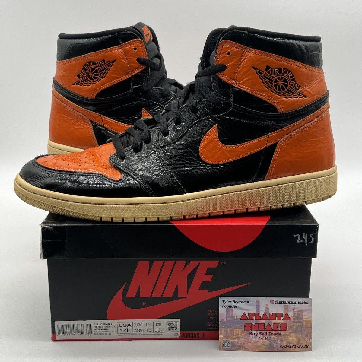 image of Nike Air Jordan 1 High Shattered Backboard 3.0 Shoes in Black, Men's (Size 14)