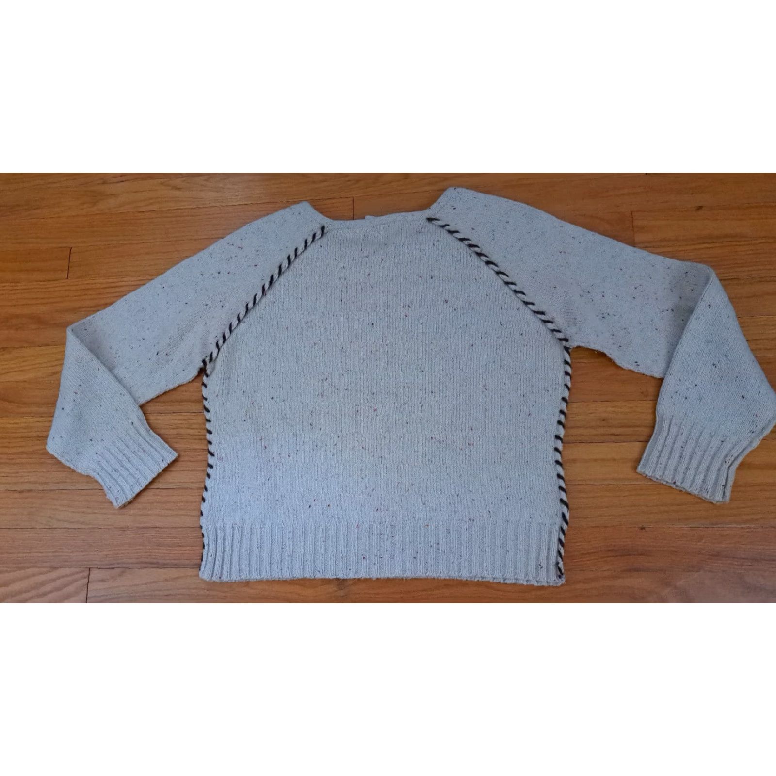 Liz Claiborne Liz Claiborne Sweat e r Knit Cotton Roped Trim Sweater Large Women Cream Long Sleeve Round Neck Pullover 21in Long 21in Pit to Pit Size L / US 10 / IT 46 - 5 Thumbnail