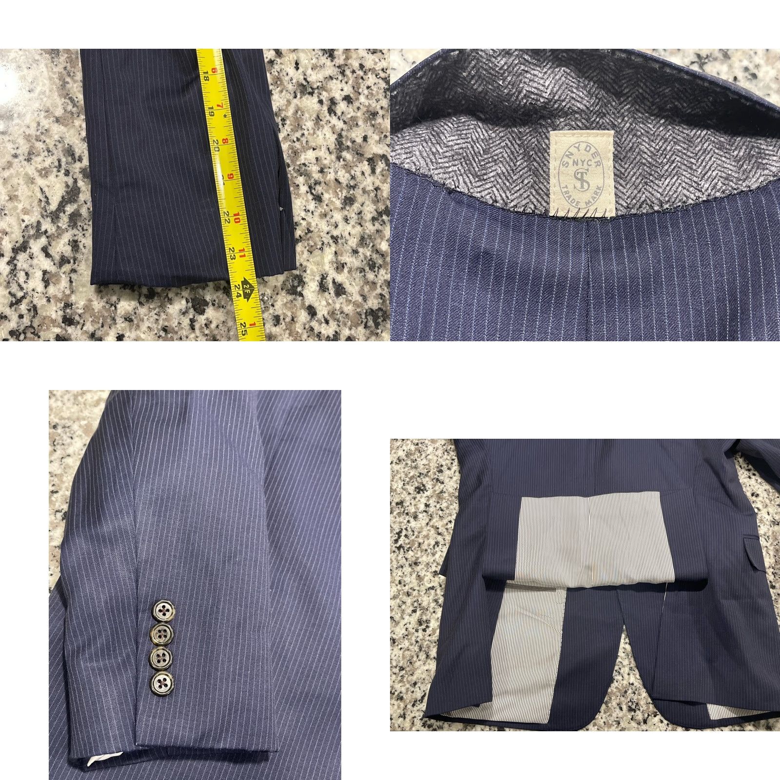VINTAGE Todd Snyder Suit Jacket Men Regular Fits Wool Blue Pinstripes 40R