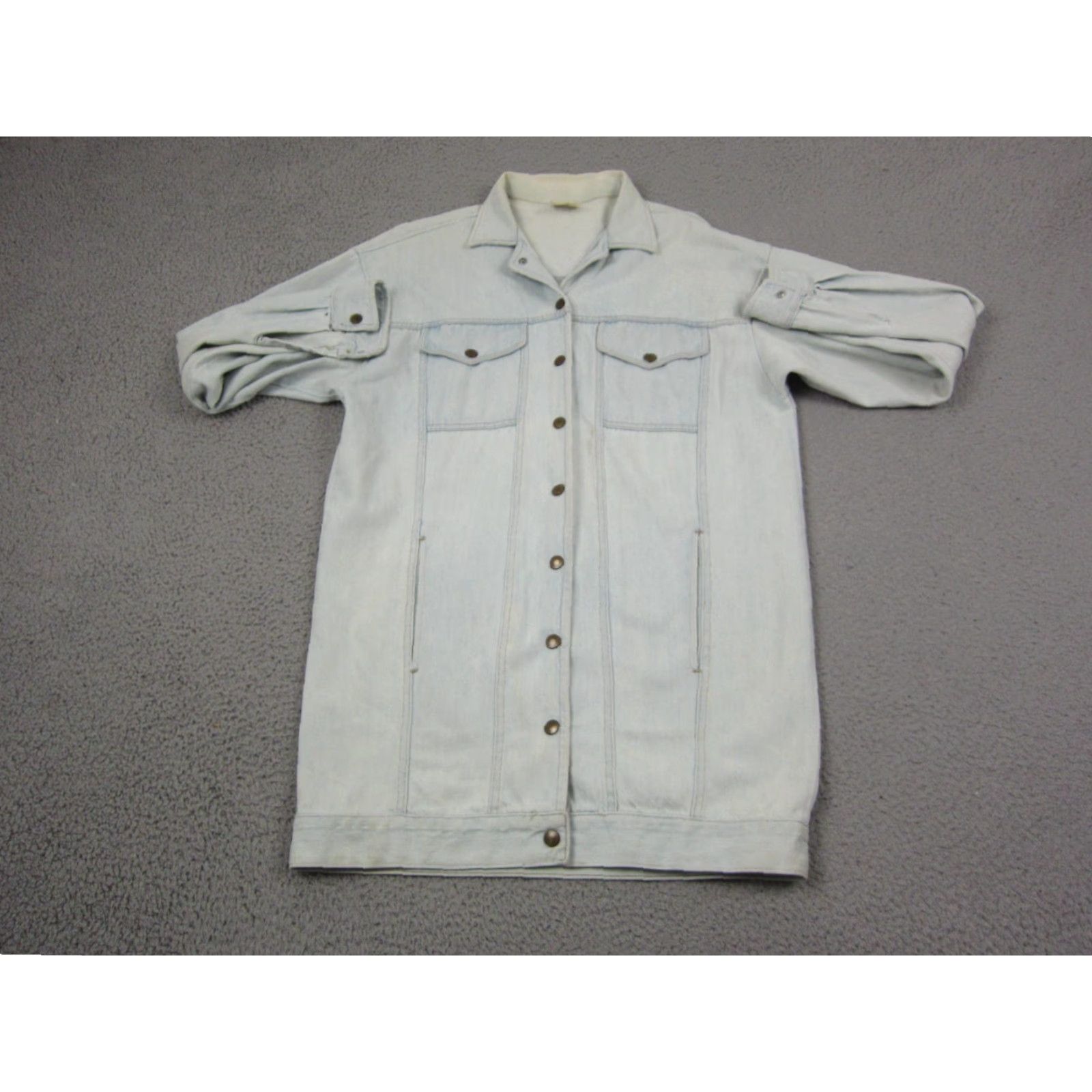 Vintage VINTAGE Candies Jacket Womens XL Blue Denim Shirt Dress Trench 90s Leather? (Note: No extra info) Size XL / US 12-14 / IT 48-50 - 2 Thumbnail