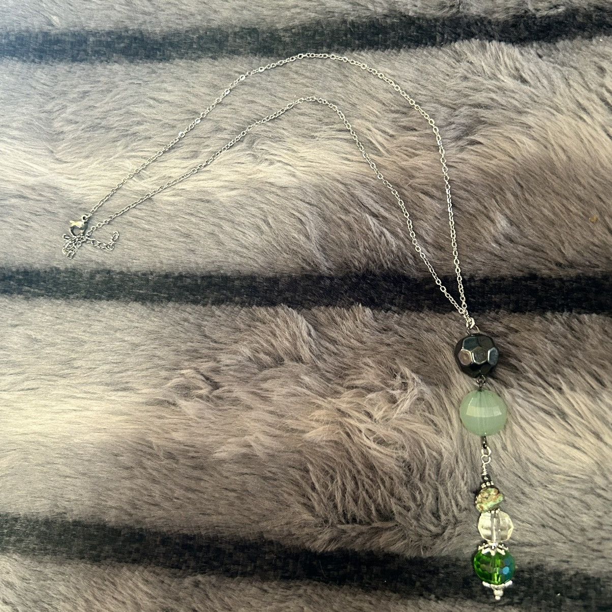 Handmade Handcrafted vintage crystal turquoise bead drop necklace Size ONE SIZE - 6 Thumbnail