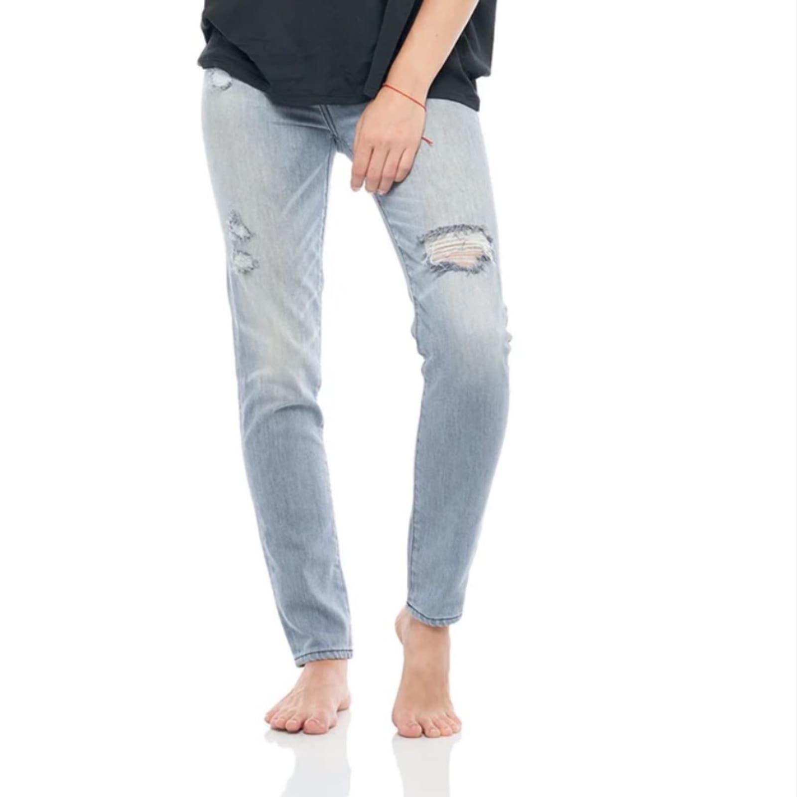 image of Sandrine Rose High Waisted Skinny Worn Out Jeans NWT In 26 in Blue, Women's