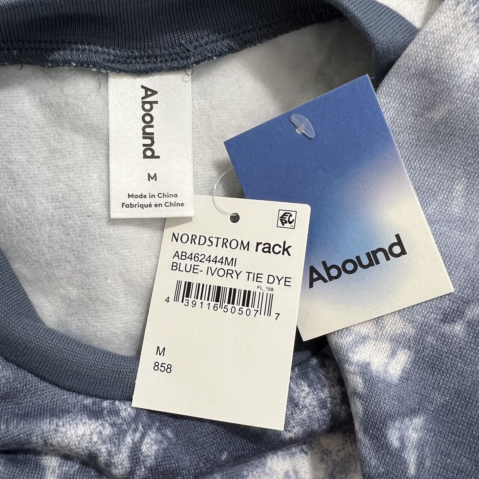 Nordstrom Abound Crewneck Blue Ivory Space Tie Dye Pullover Sweatshirt Size M / US 6-8 / IT 42-44 - 3 Thumbnail