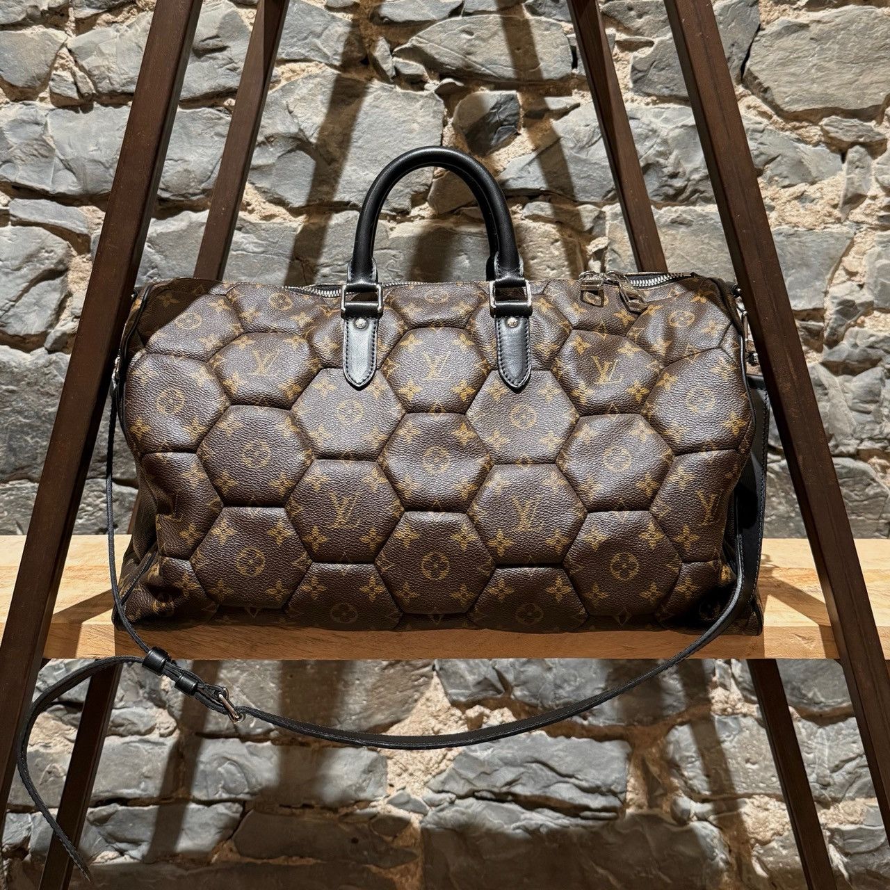 Louis Vuitton Rare Monogram Macassar Hexagon Keepall 45 Bag