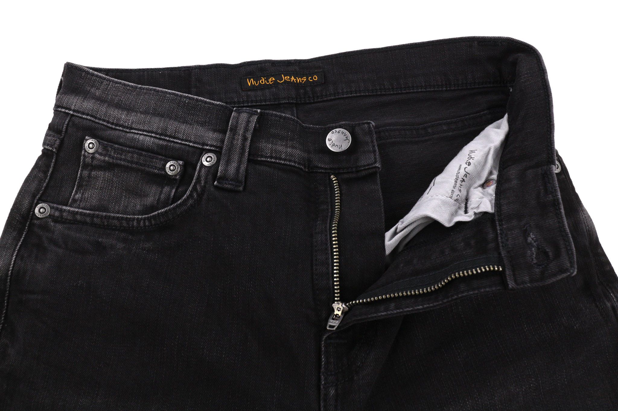 Nudie Jeans PIPE LED W27/L30 Used Black Organic Slim Fit Denim 81633 Size 27" / US 4 / IT 40 - 4 Thumbnail