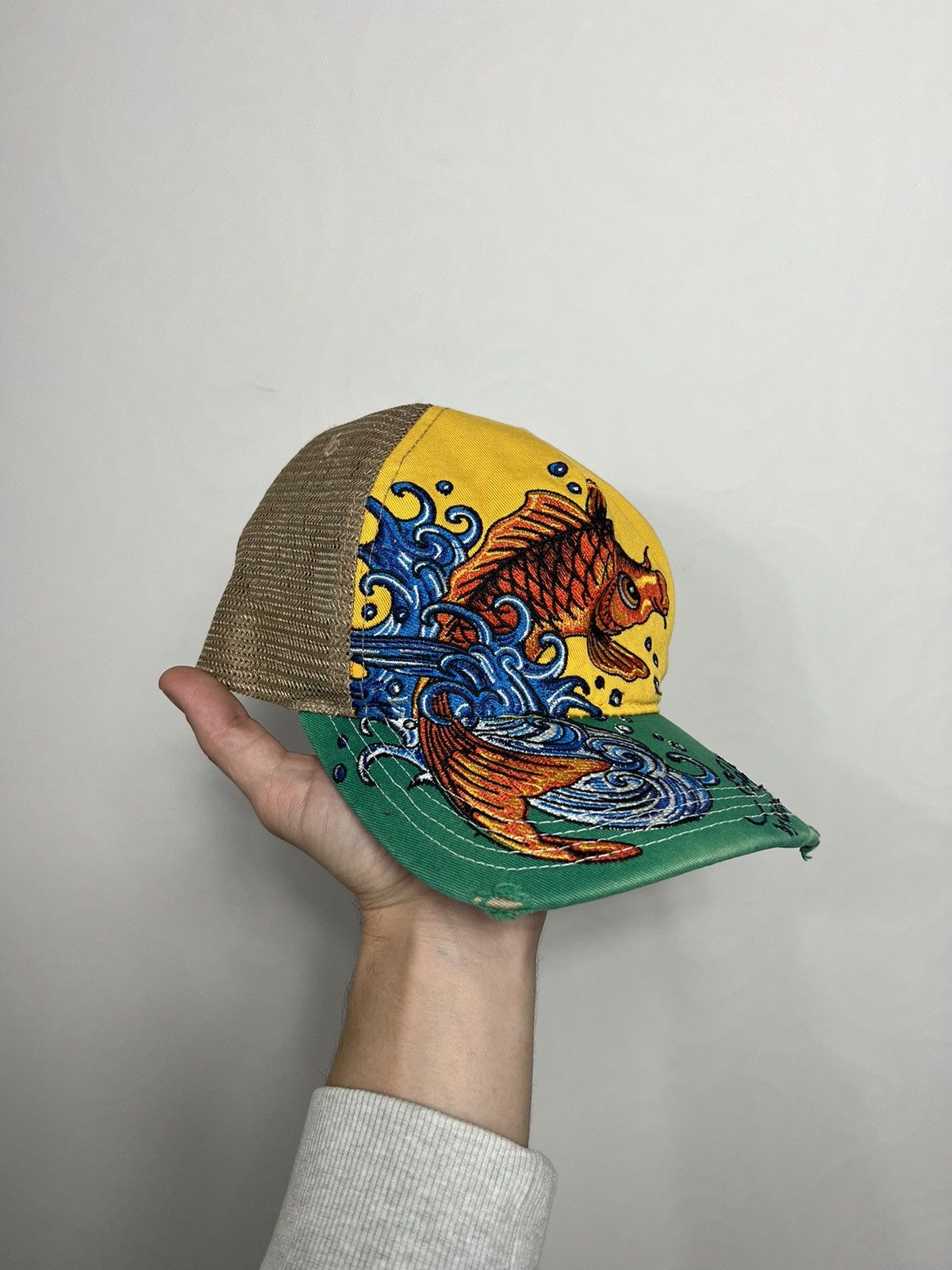 Ed Hardy Rare Ed Hardy Embroidered Carp Distressed Cap Size ONE SIZE - 2 Thumbnail