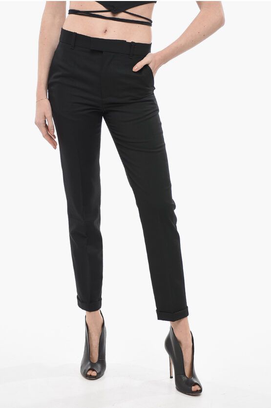 image of Bottega Veneta 3 Pocket Pure Wool Pants in Black, Women's (Size 26)