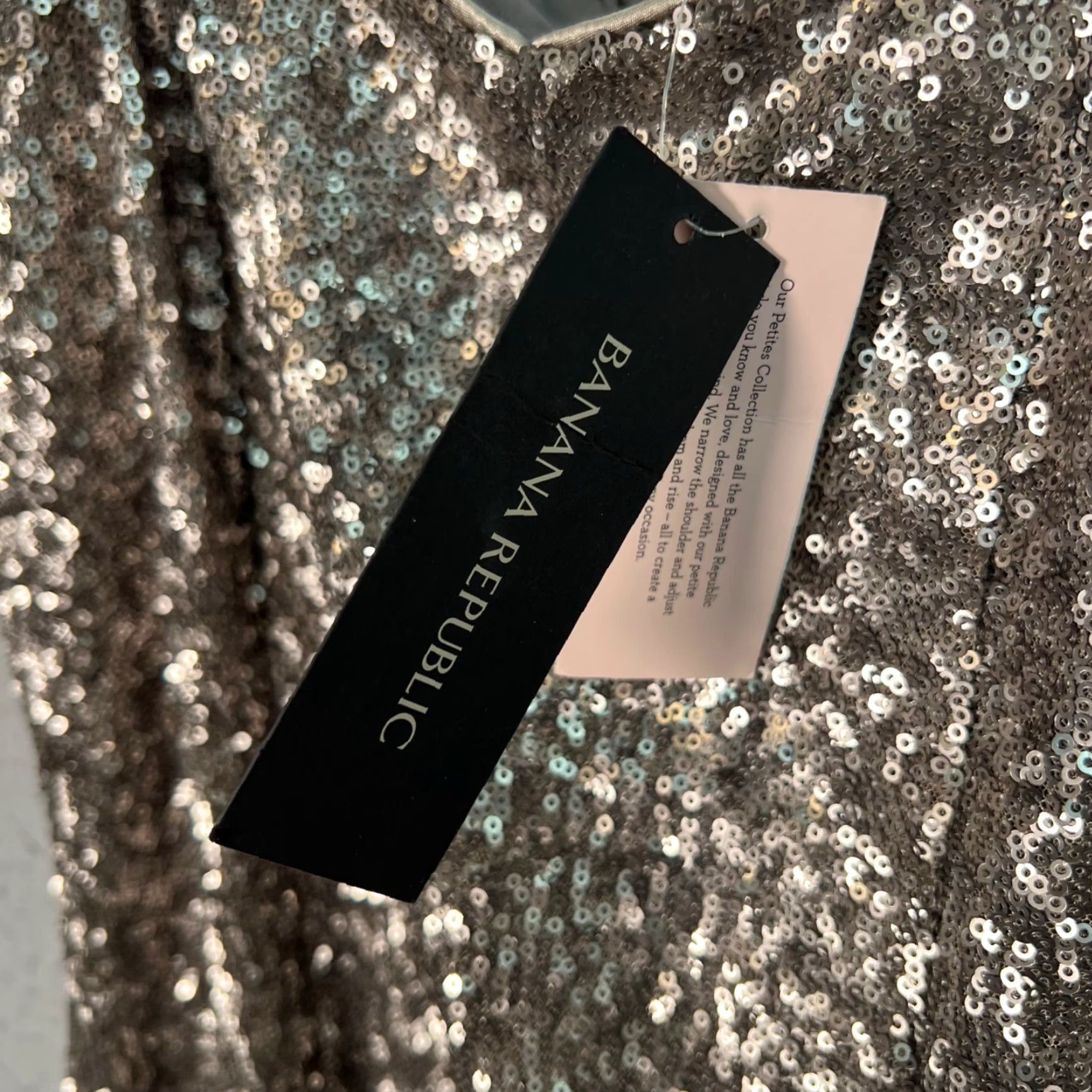 Banana Republic Banana Republic Lauren Scott Collection Sequin Dress 12P Mini Sleeveless Beige Polyester Party/Cocktail Womens - 12P, Petite, Lined, Zip, Short Dress Size XL / US 12-14 / IT 48-50 - 7 Thumbnail
