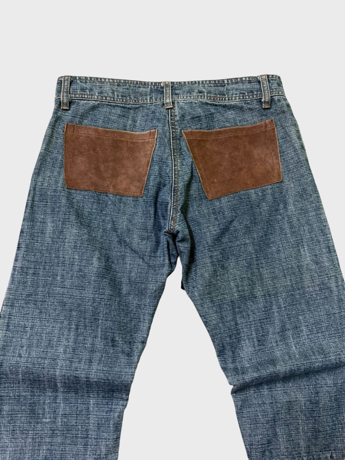 Japanese Brand Flare CHIKAKO ROEN Leather Double Laced Low Rise Denim jeans Size US 29 - 9 Thumbnail