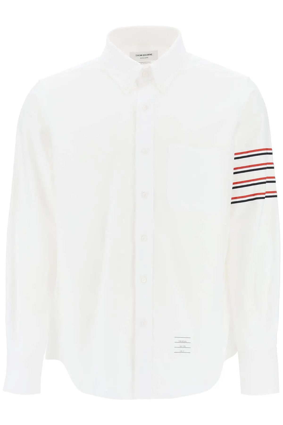 image of Thom Browne O1S22I1N0324 Tricolor 4-Bar Shirt In White, Men's (Size Small)