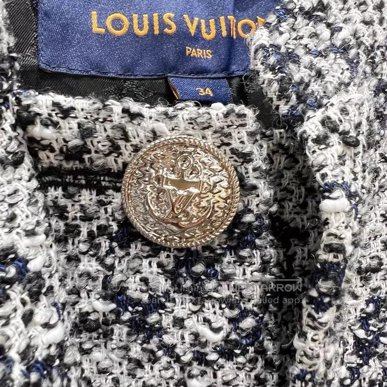 Louis Vuitton Louis Vuitton Logo-printed single-breasted tweed coat Size XXS / US 00 / IT 34 - 6 Thumbnail