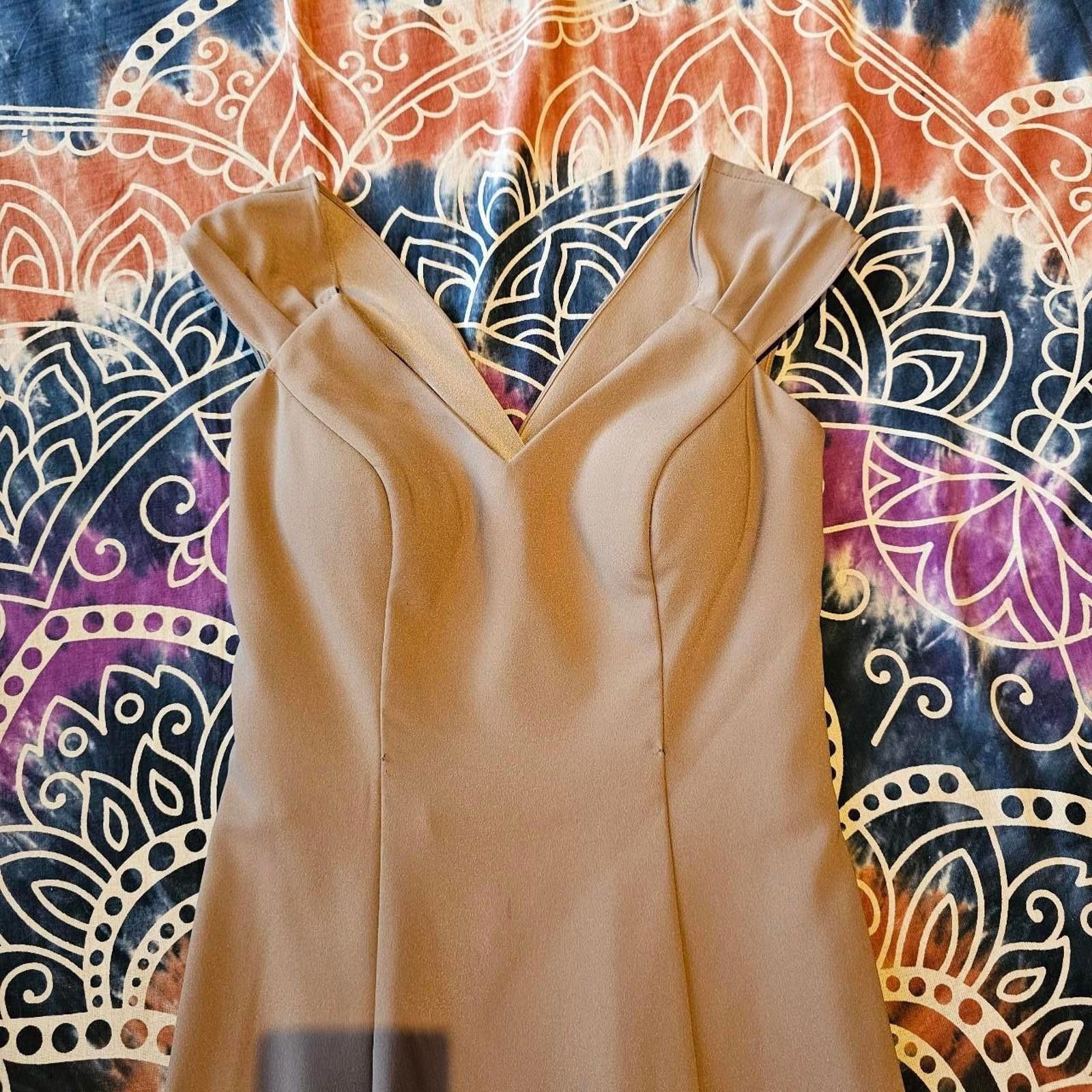 Designer Bari Jay Formal Tan Dress Size M / US 6-8 / IT 42-44 - 3 Thumbnail