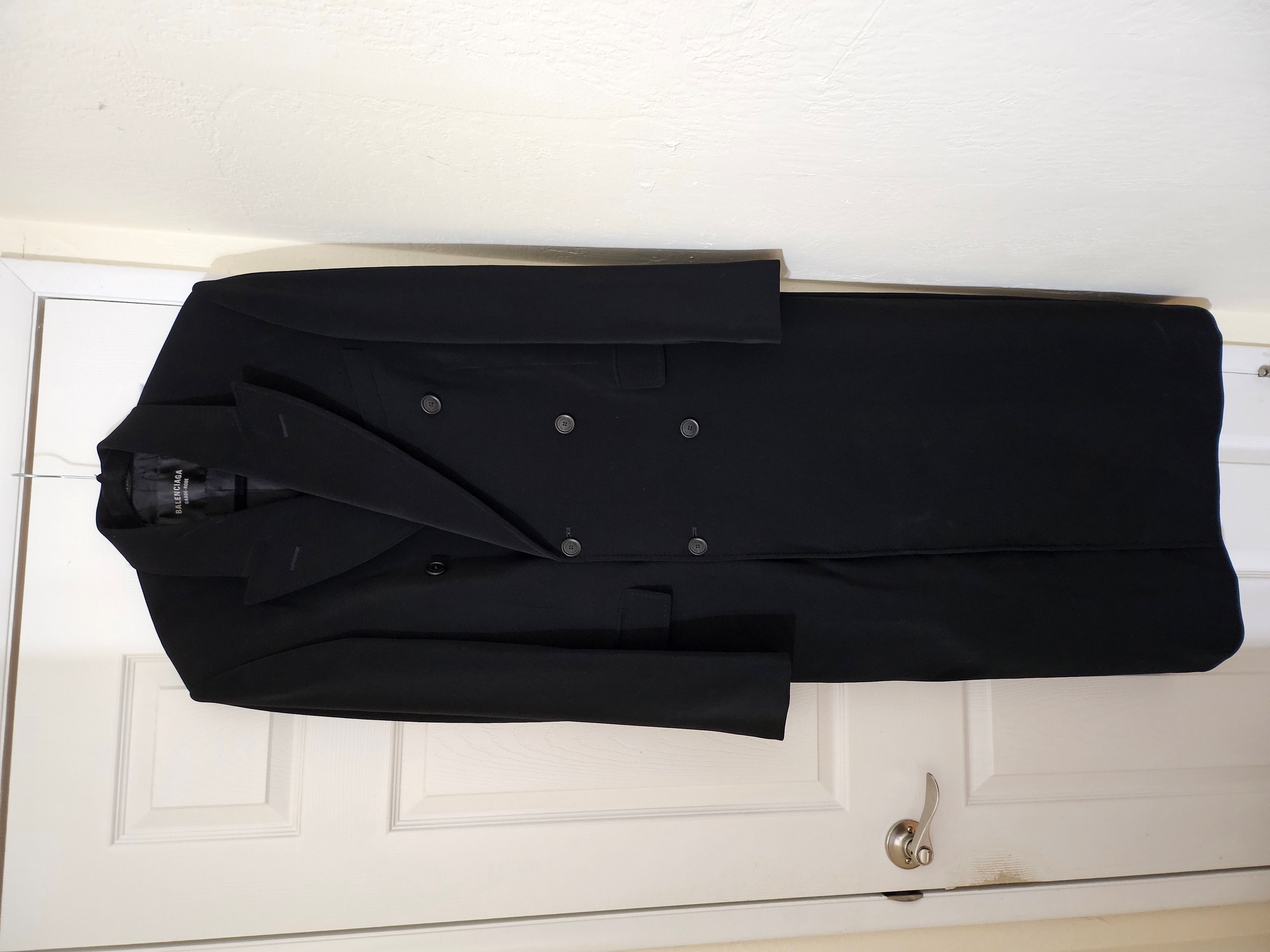 Pre-owned Balenciaga Garderobe Double Breasted Coat Black 48