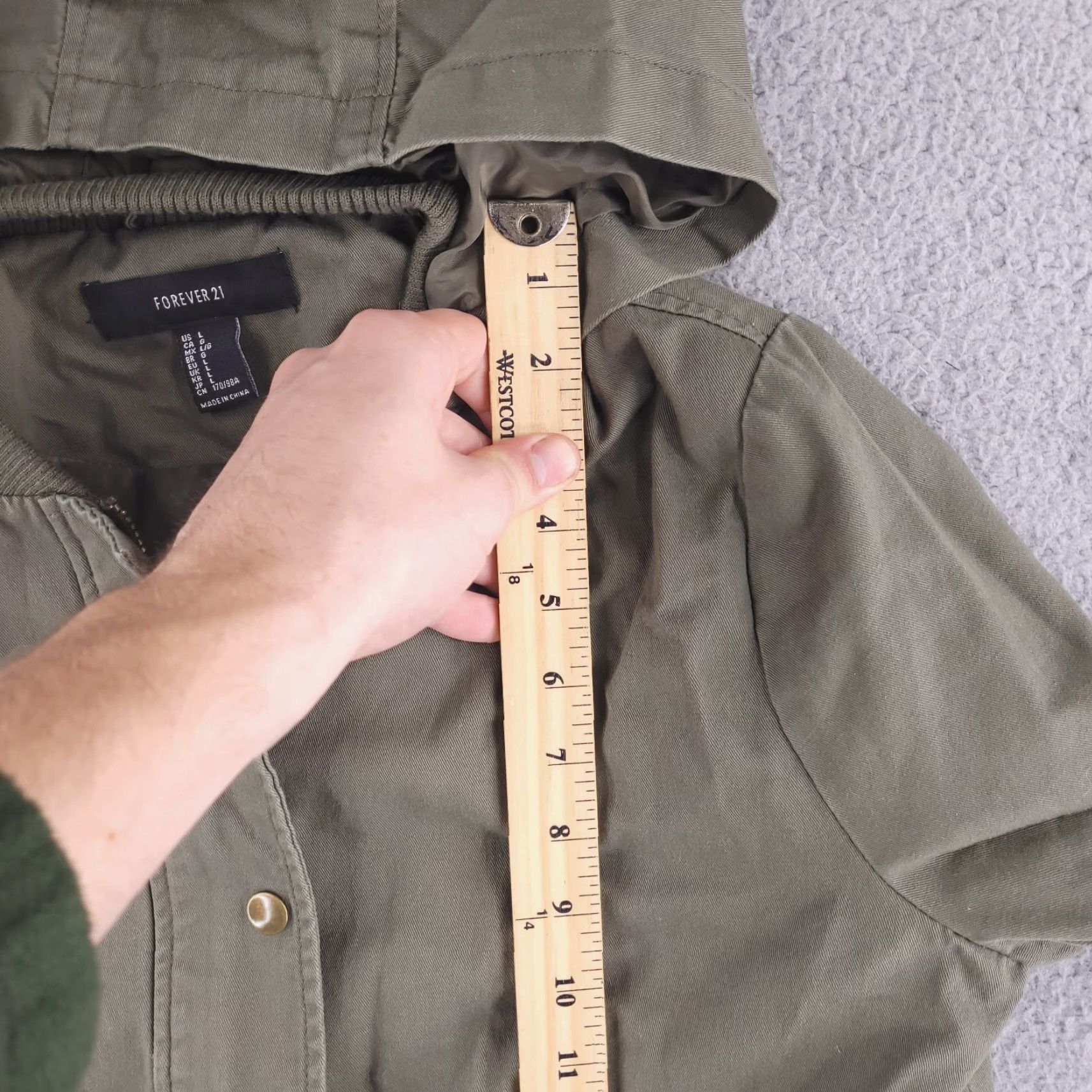 Forever 21 Forever 21 Jacket Womens Large Olive Green Military Overcoat Zip Size L / US 10 / IT 46 - 7 Thumbnail