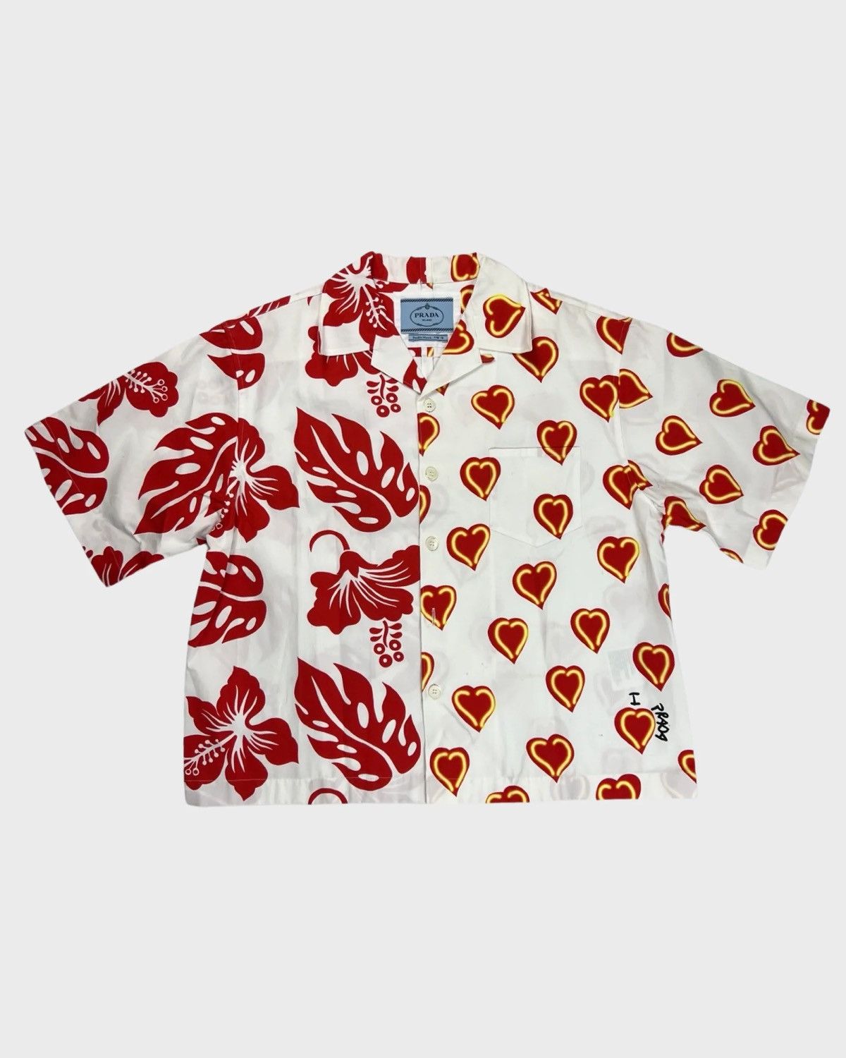 Prada PRADA DOUBLE MATCH SPLIT BOWLING SHIRT HEARTS & FLOWERS SZ:L Size US L / EU 52-54 / 3 - 1 Thumbnail