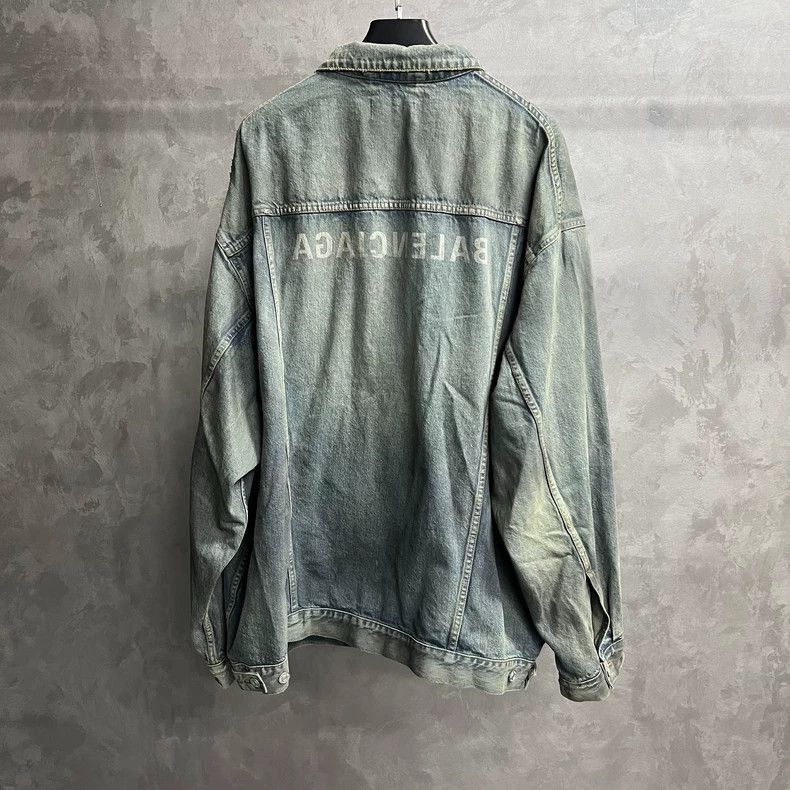 Balenciaga Balenciaga Balenciaga Blue Denim Jacket with Logo Print-25 Size US M / EU 48-50 / 2 - 6 Thumbnail