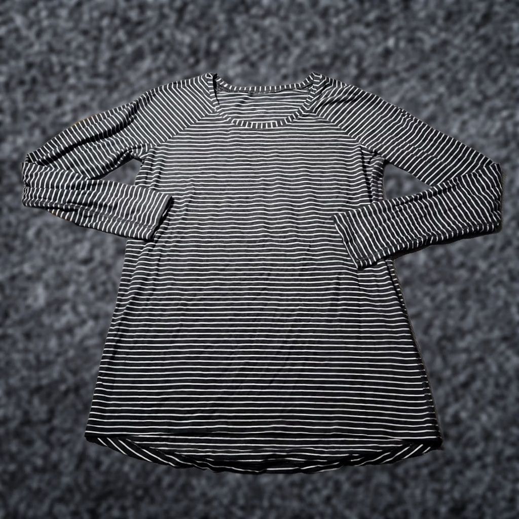 Lululemon Lululemon Shirt Womens Small Black Emerald Long Sleeve Modern Stripe Active Top Size S / US 4 / IT 40 - 1 Thumbnail