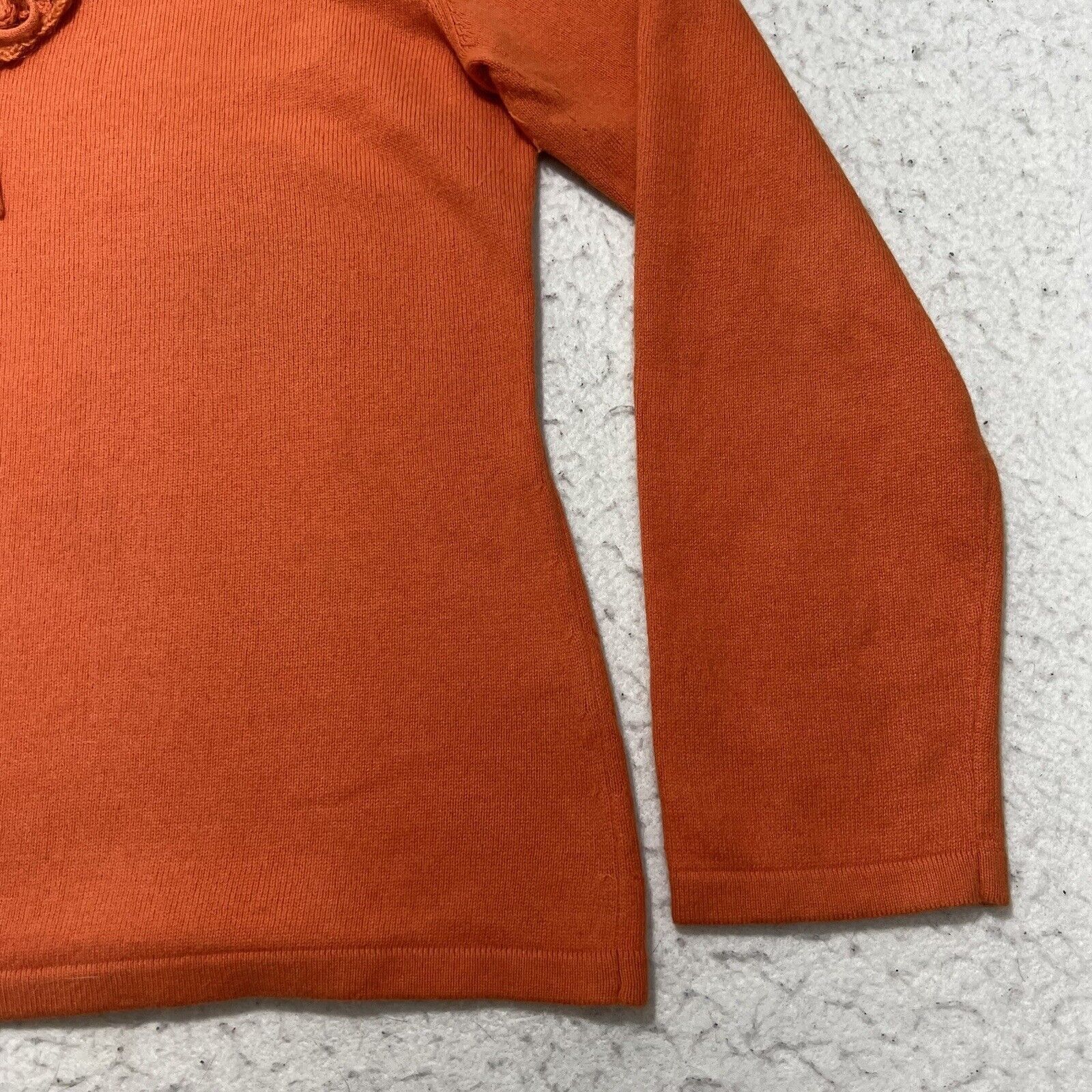 J. Jill J. Jill Angora Rabbit Hair Blend V-Neck Lace Orange Sweater Size M / US 6-8 / IT 42-44 - 6 Thumbnail