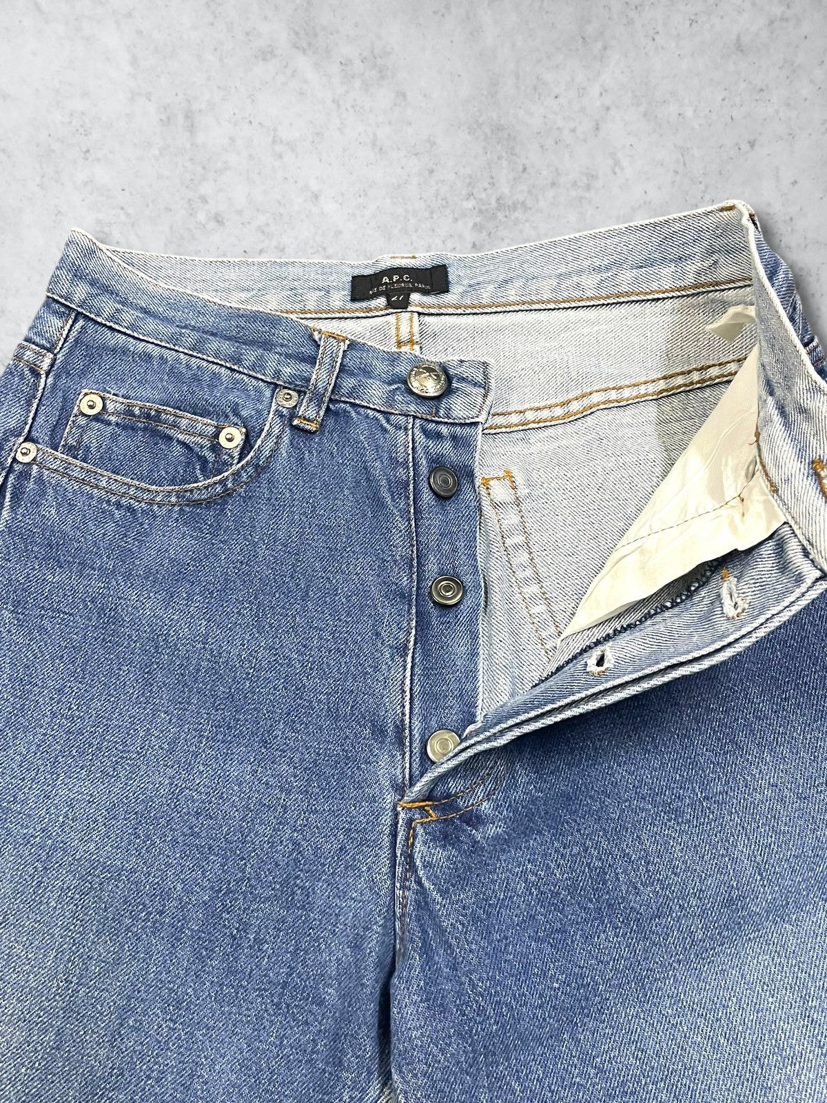 A.P.C. Vintage A.P.C Selvedge Button Fly Straight Frayed Blue Jeans Size 27" / US 4 / IT 40 - 12 Thumbnail