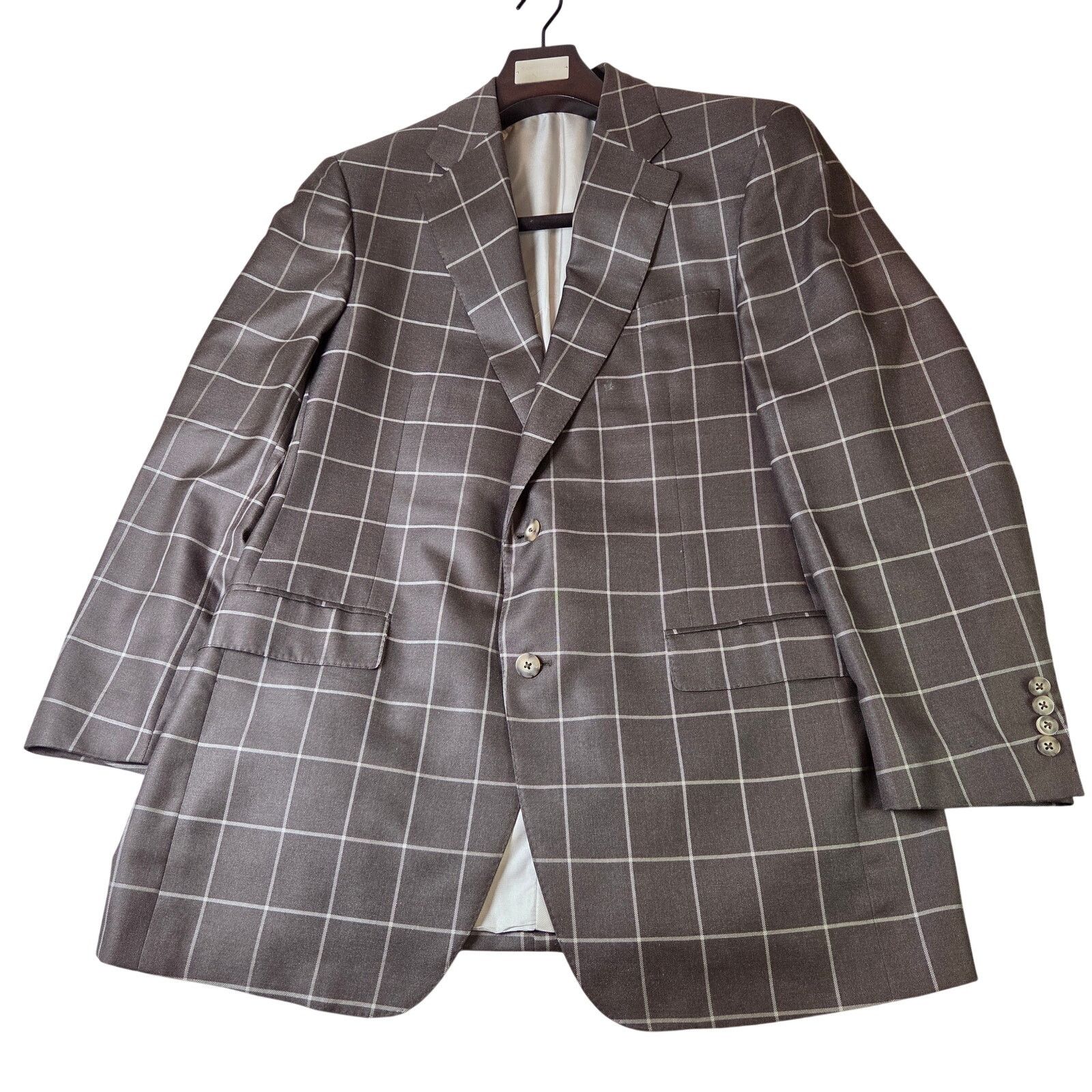Samuelsohn Samuelsohn Earl Silk Camel Hair Windowpane Blazer 44L Size 44L - 12 Thumbnail