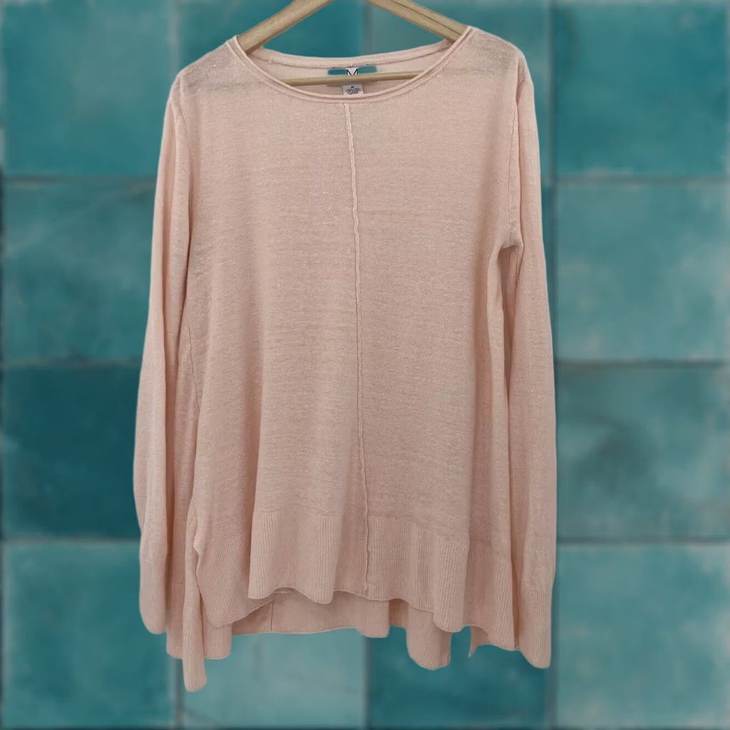 Pinko Magaschoni Shirt M Light Pink 100% Linen Long Sleeve Breathable Flaw Size M / US 6-8 / IT 42-44 - 1 Thumbnail