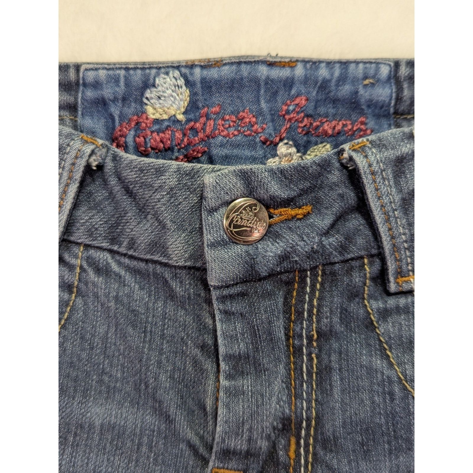 Other Vtg Candie's Y2K Embroidered Distressed Straight Jeans Sz 9 Size 33" - 7 Thumbnail