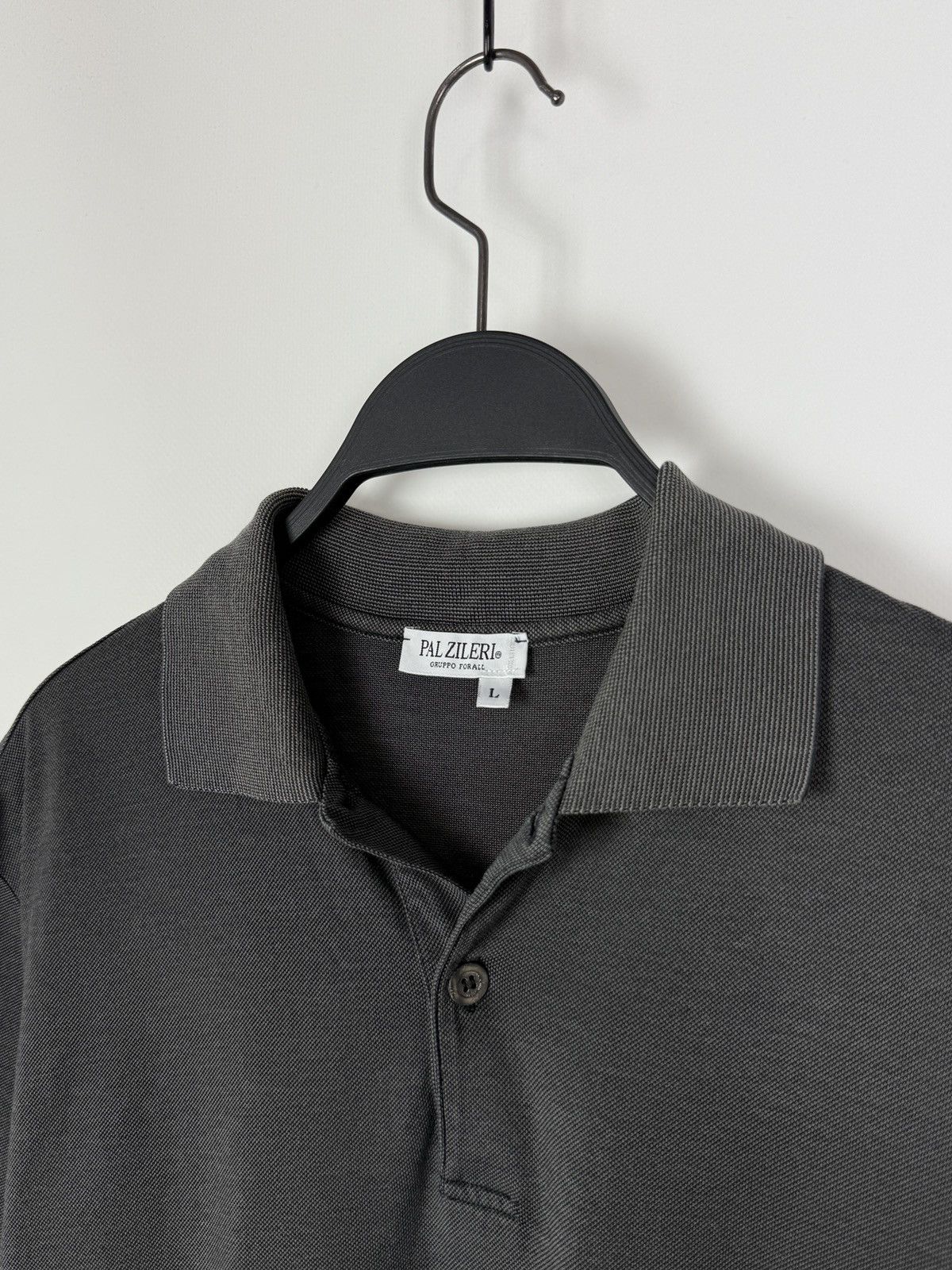 Pal Zileri Pal Zileri Charcoal Gray Pique Cotton Pocket Polo Shirt Size US L / EU 52-54 / 3 - 3 Thumbnail