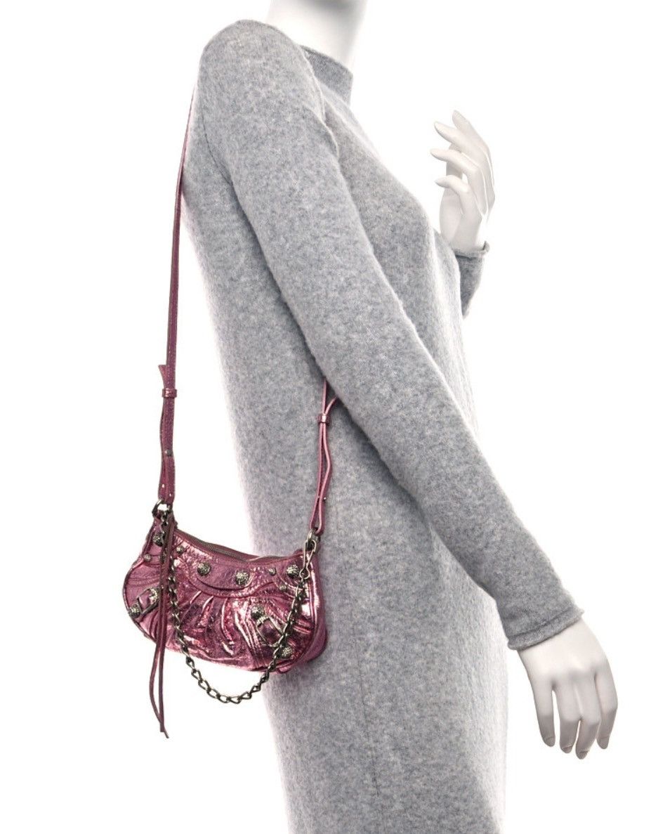 Balenciaga LE CAGOLE MINI BAG METALLIZED IN PINK With crystals hardware Size ONE SIZE - 1 Thumbnail