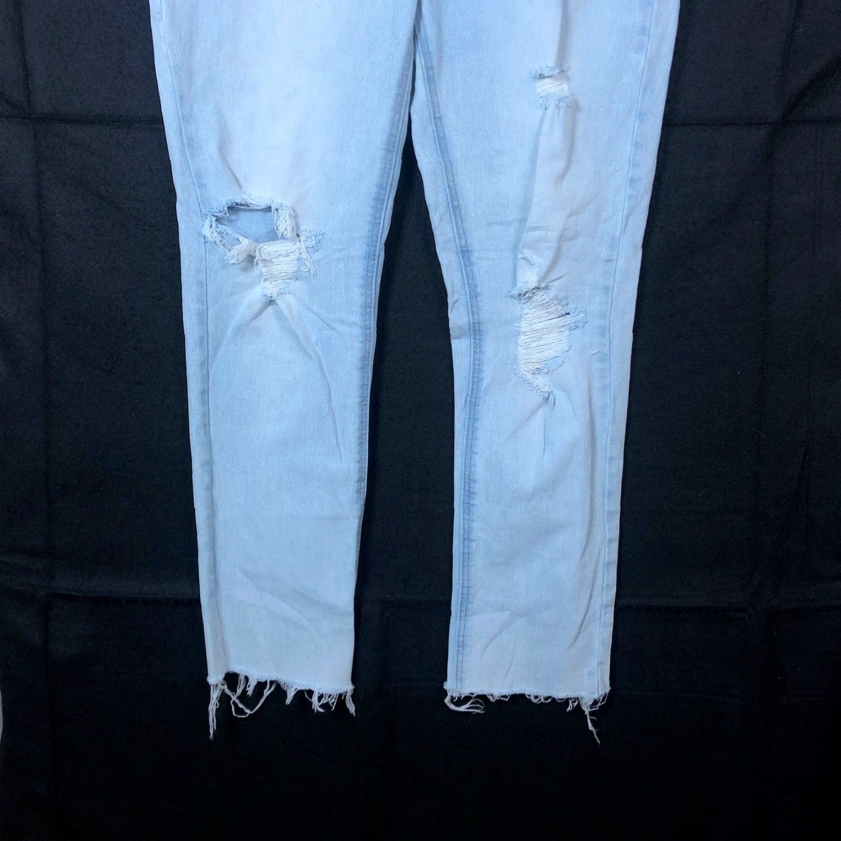 Vintage Seven7 Womens Jeans Blue Denim Distressed Weekend Slim Fit Raw Hems Stretch 8 Size 30" / US 8 / IT 44 - 3 Thumbnail