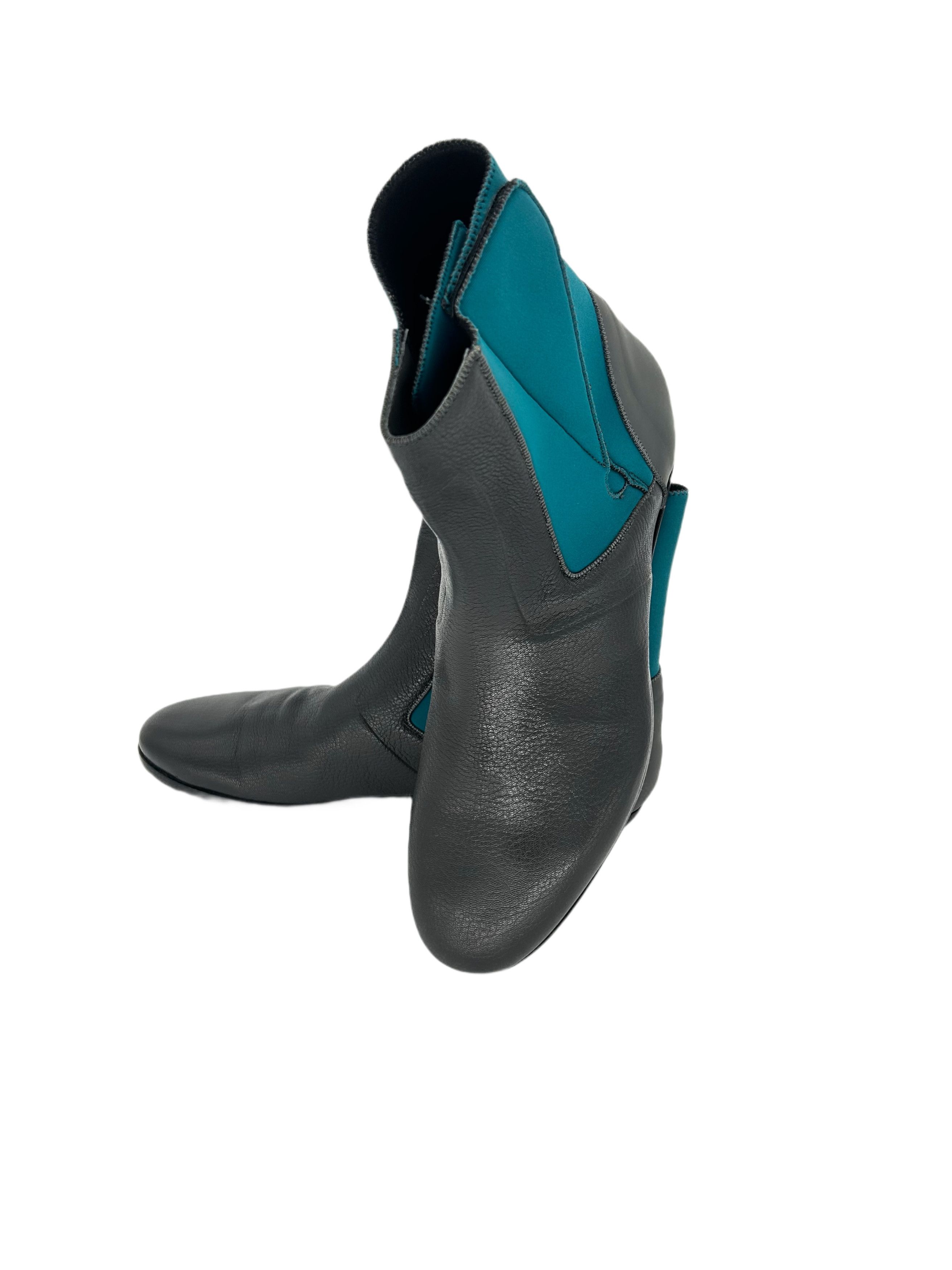 Lanvin Lanvin Grey Leather Boots with Turquoise Neoprene Size US 11 / EU 44 - 5 Thumbnail