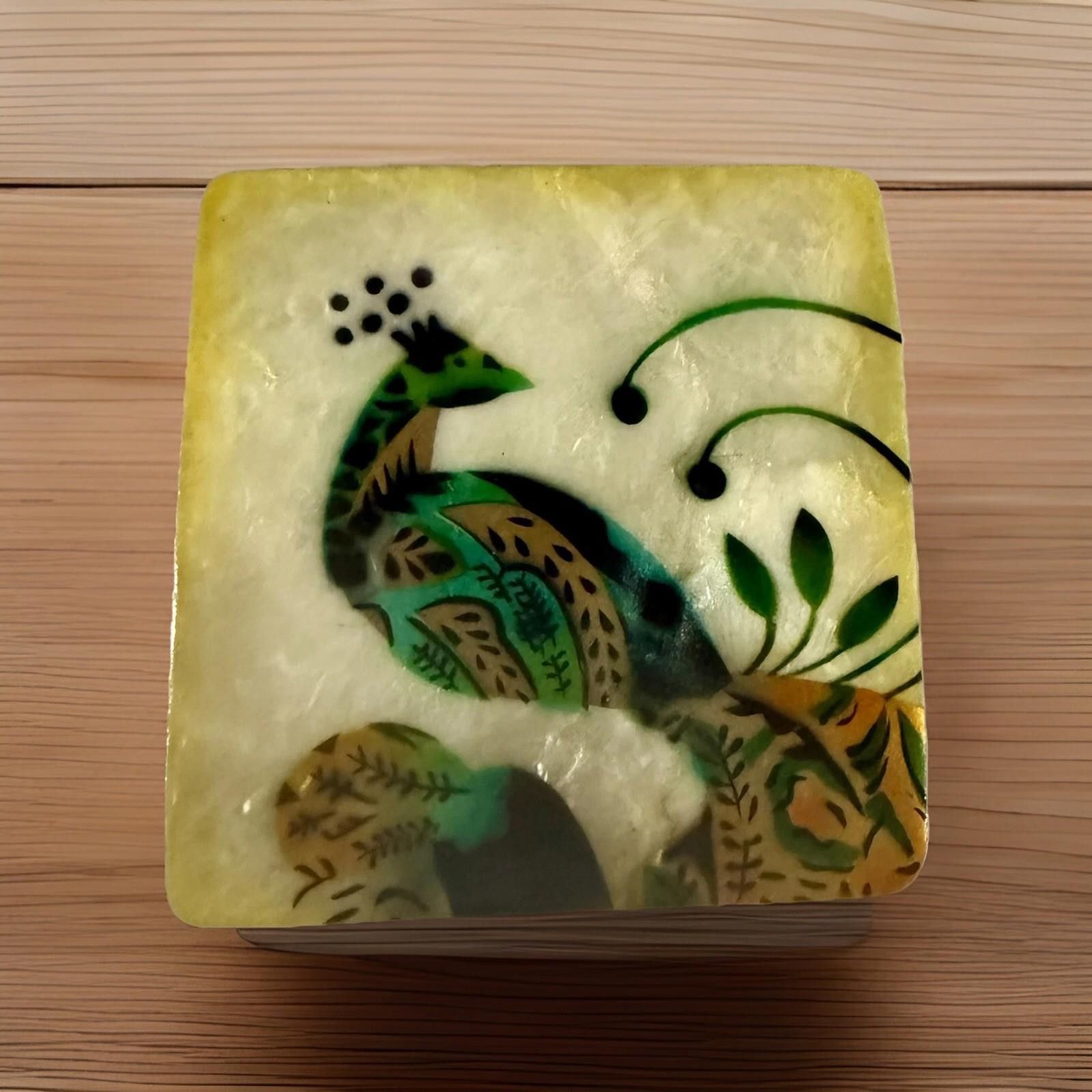 The Unbranded Brand 5 Boho Peacock Capiz Shell Coasters made by Filipino artists Size ONE SIZE - 2 Thumbnail