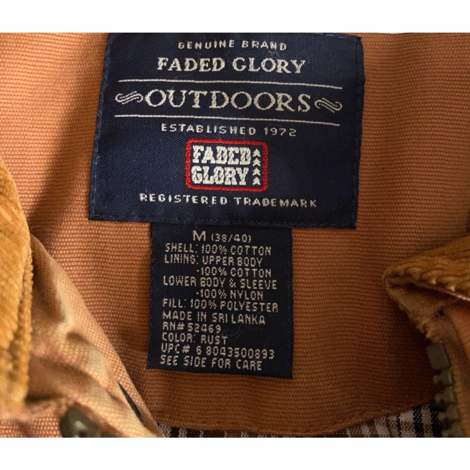 Faded Glory Yes, Workwear Canvas Jacket Men's Medium Brown Flannel Lined Corduroy Trim Insulated Size US M / EU 48-50 / 2 - 3 Thumbnail