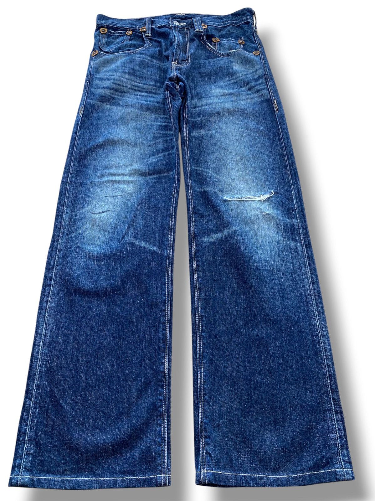 Levi's Levi’s Light Blue Wash Whiskered Style Straight Leg Jeans Size US 32 / EU 48 - 1 Thumbnail