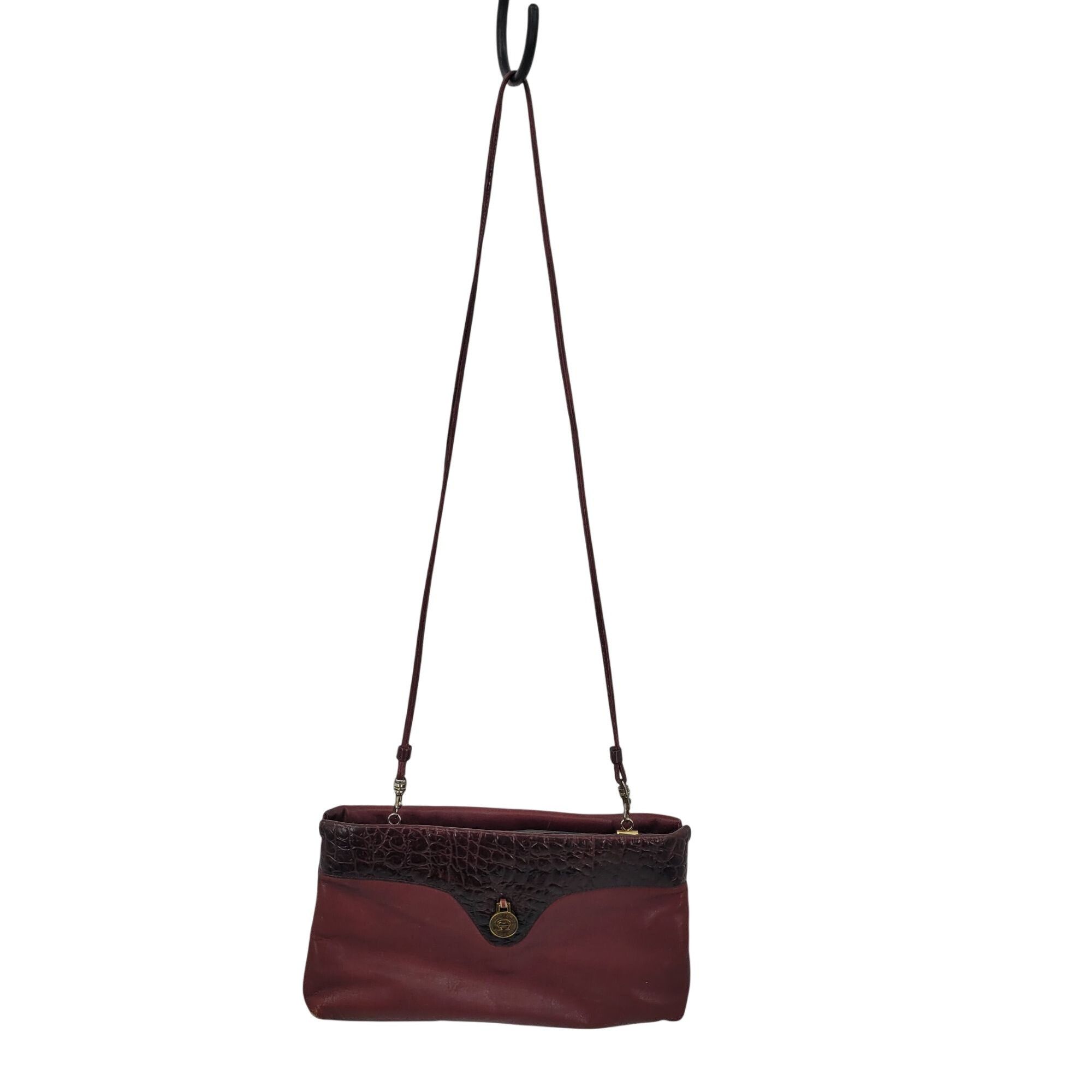 Etienne Aigner Vtg Oxblood Burgundy Wine Leather Embossed Croc Convertible Size ONE SIZE - 2 Thumbnail