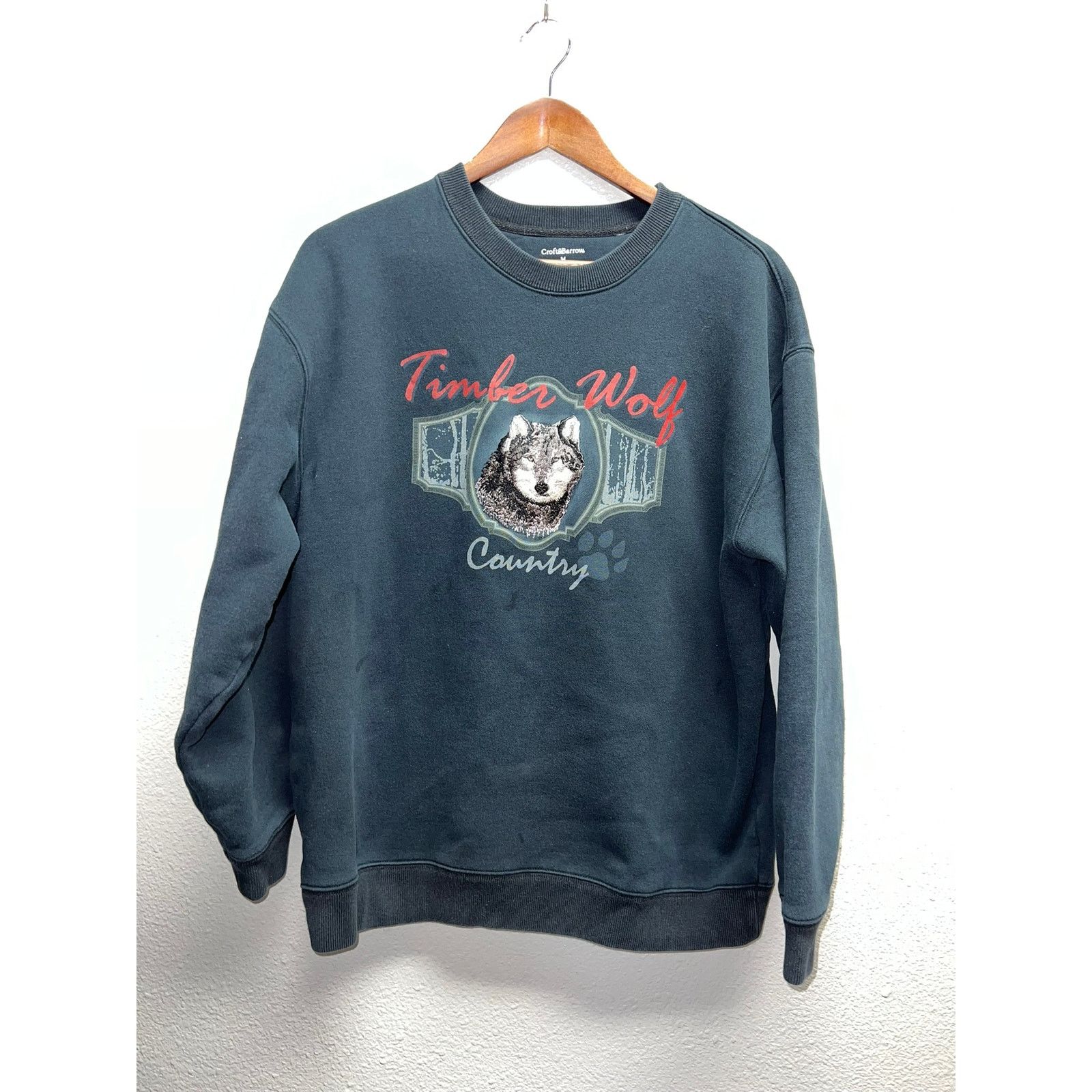 Croft & Barrow Vintage Wolf Sweatshirt Timber Country Crewneck Stained M Size US M / EU 48-50 / 2 - 1 Thumbnail