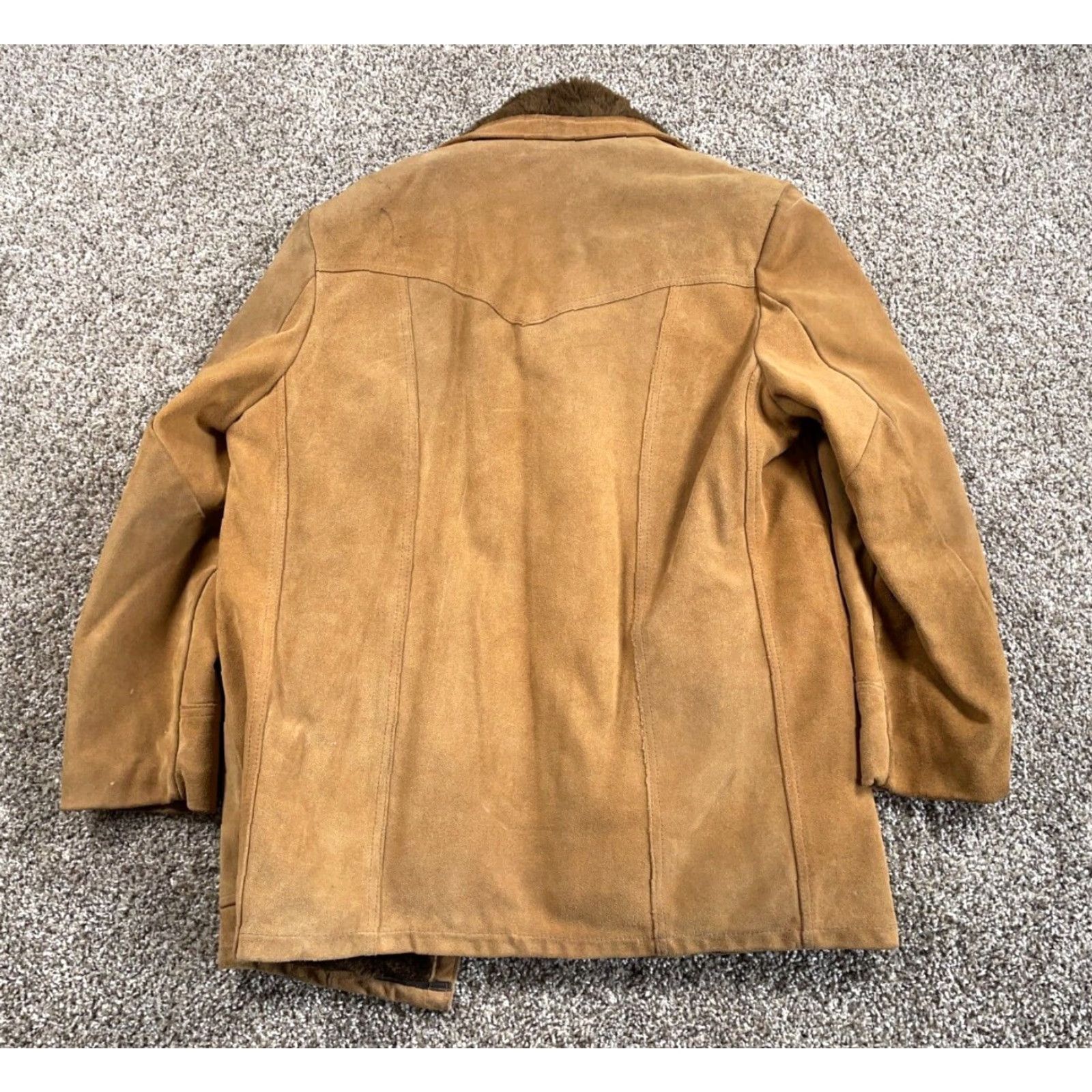 Sears VINTAGE 70s Suede Leather Rancher Jacket Sears Leather Shop Brown Faux Fur Lining Pockets Button Size US XXS / EU 40 - 2 Thumbnail