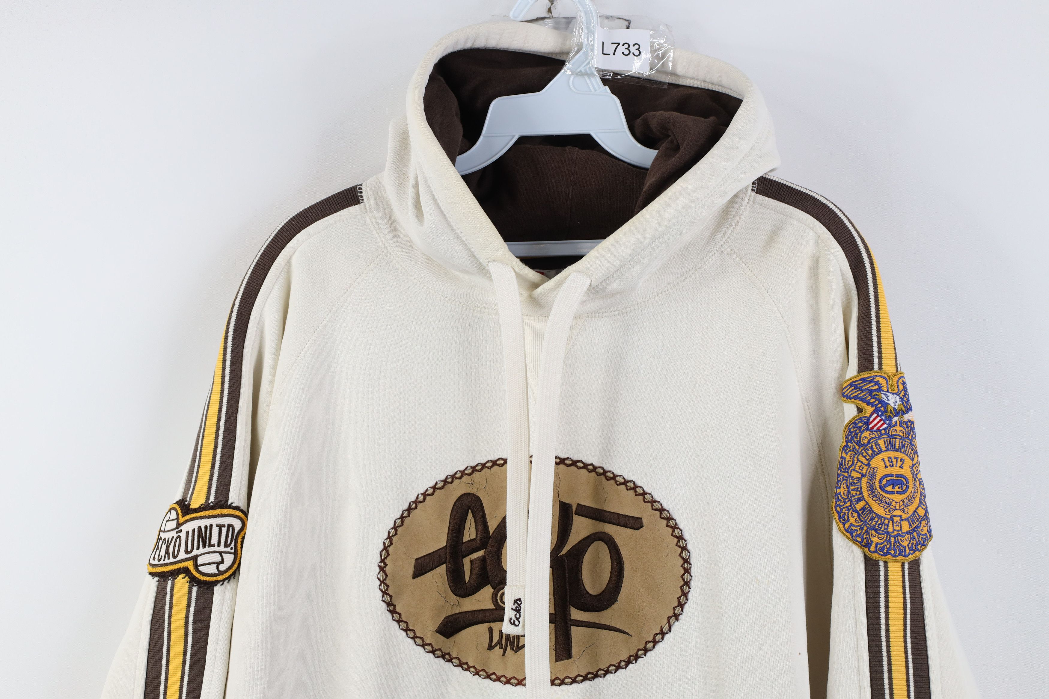 Ecko Unltd. Vintage 90s Y2K Ecko Spell Out Striped Heavyweight Hoodie Size US L / EU 52-54 / 3 - 2 Thumbnail