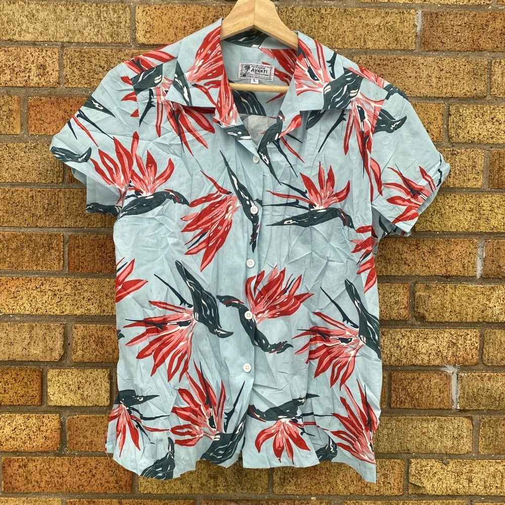 Japanese Brand × Vintage Vintage 90s Avanti Hawaiian Floral Button Up Shirt Large Bl Size US L / EU 52-54 / 3 - 1 Thumbnail