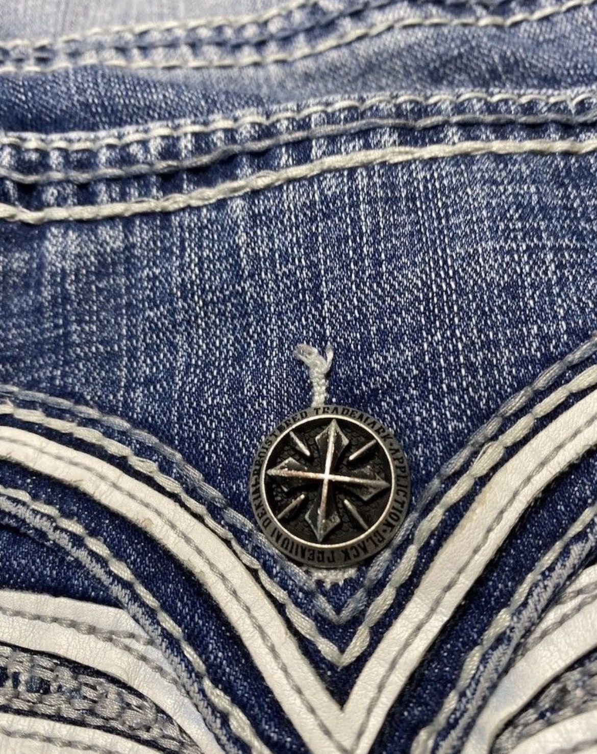 Affliction Y2K Affliction Cross Embroidered Logo Jeans Like Chrome Size US 32 / EU 48 - 6 Thumbnail