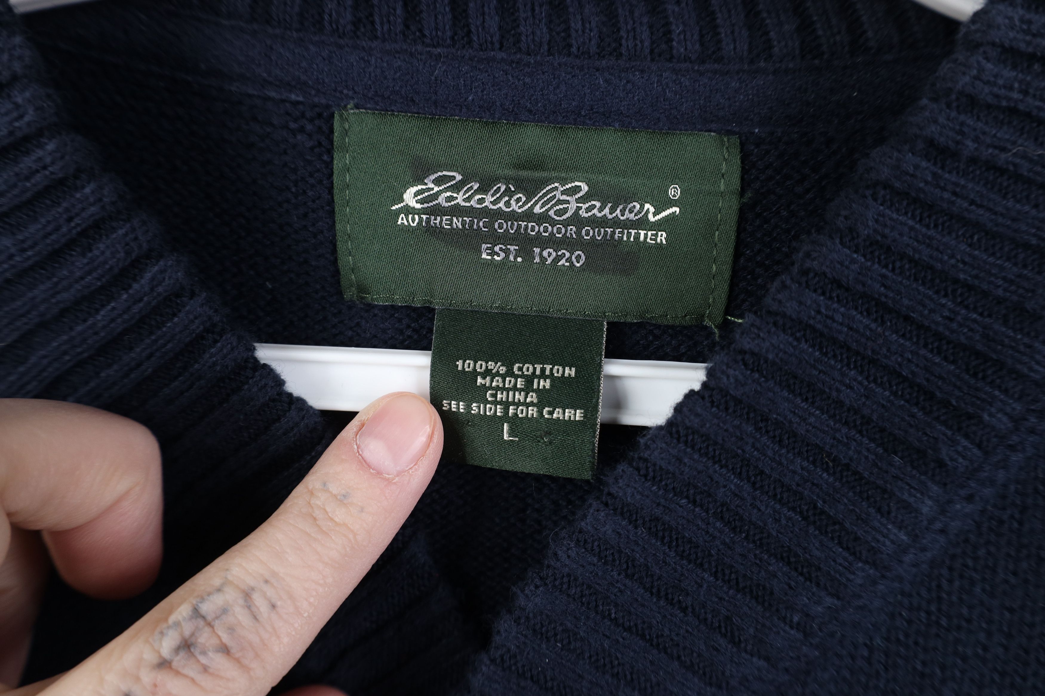 Eddie Bauer Vintage Y2K Eddie Bauer Cotton Knit Henley Sweater Blue Size US L / EU 52-54 / 3 - 9 Thumbnail