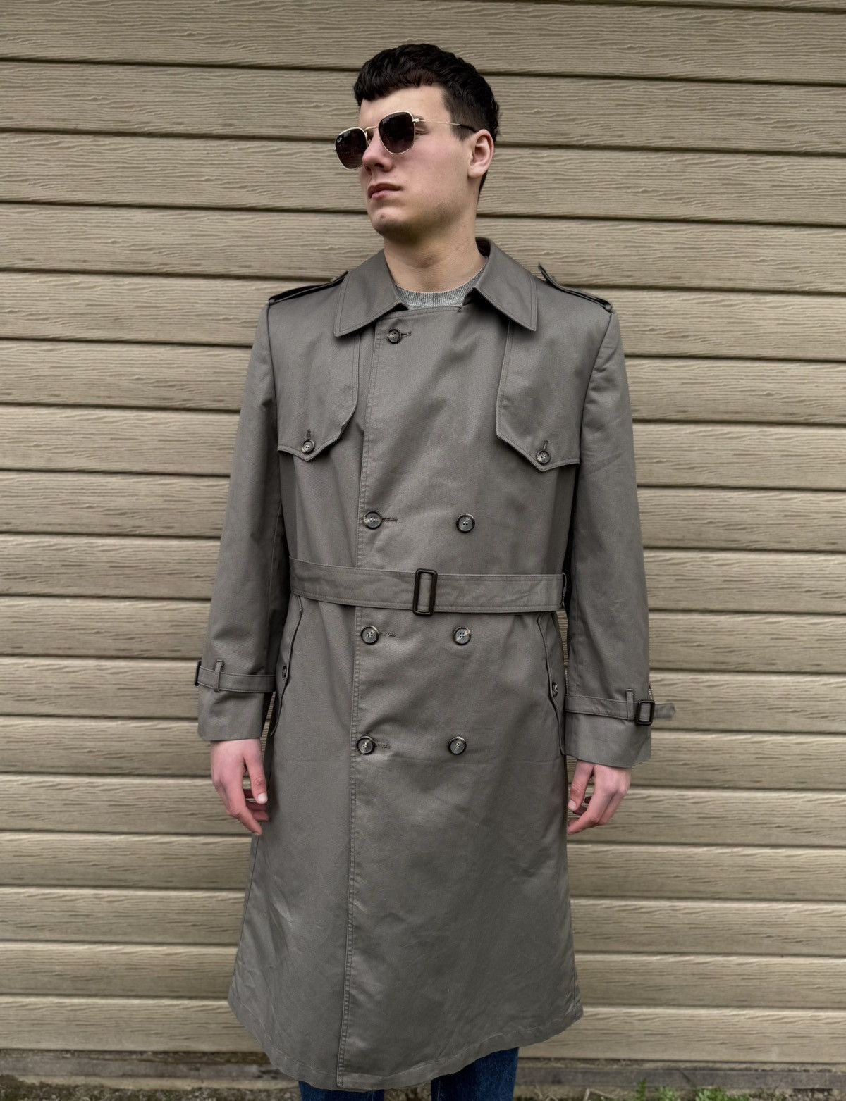 Christian Dior Monsieur Vintage Christian Dior Trench Coat Belted 44R Men Gray Taupe Size US L / EU 52-54 / 3 - 2 Thumbnail