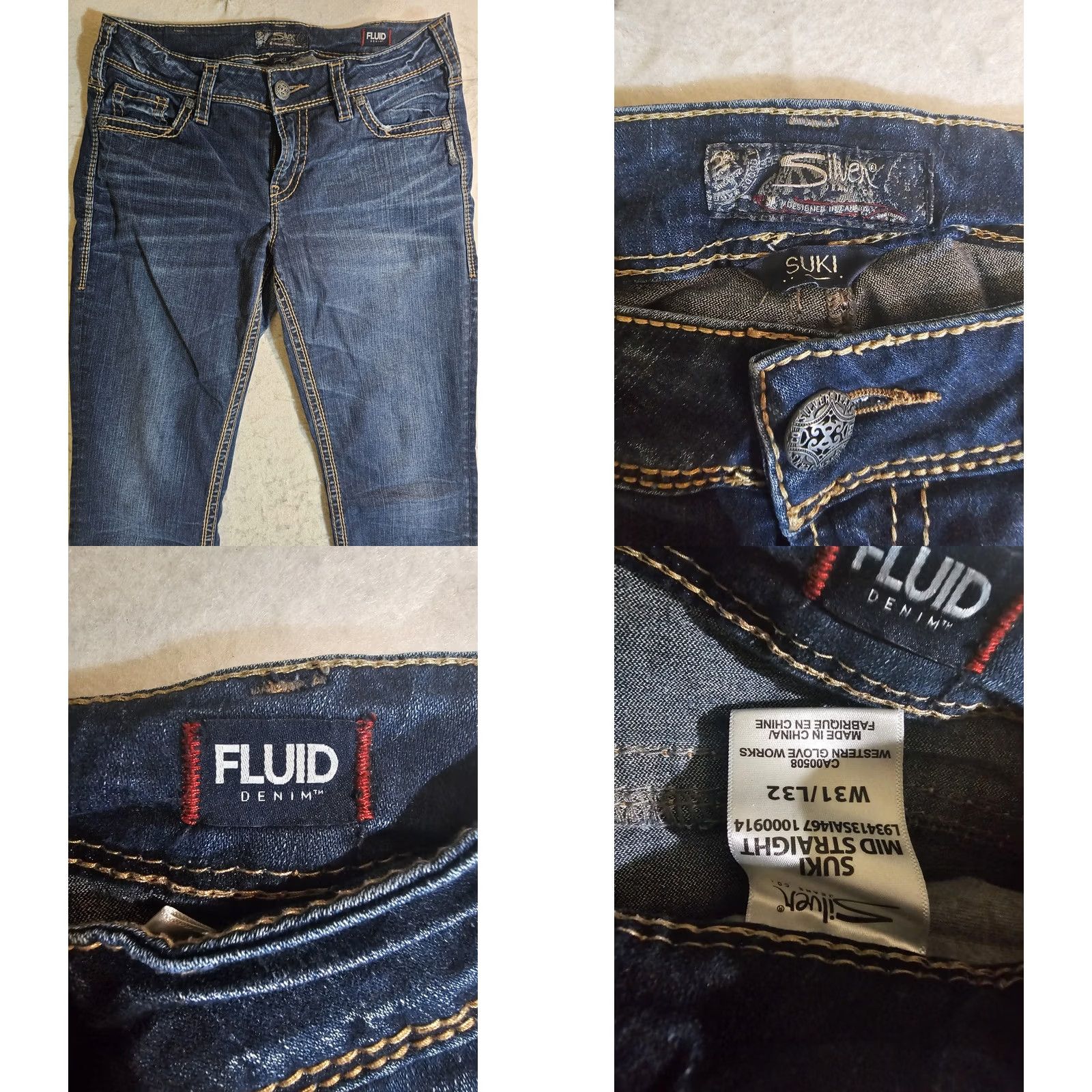 Silver Jeans Co. Silver Jeans Co. Suki Mid Straight Jeans Women 31x32 Blue Denim Stretch 5-Pocket Distressed Cowboy Southwestern Logo Vintage? No Size 24" / US 00 / IT 34 - 8 Thumbnail